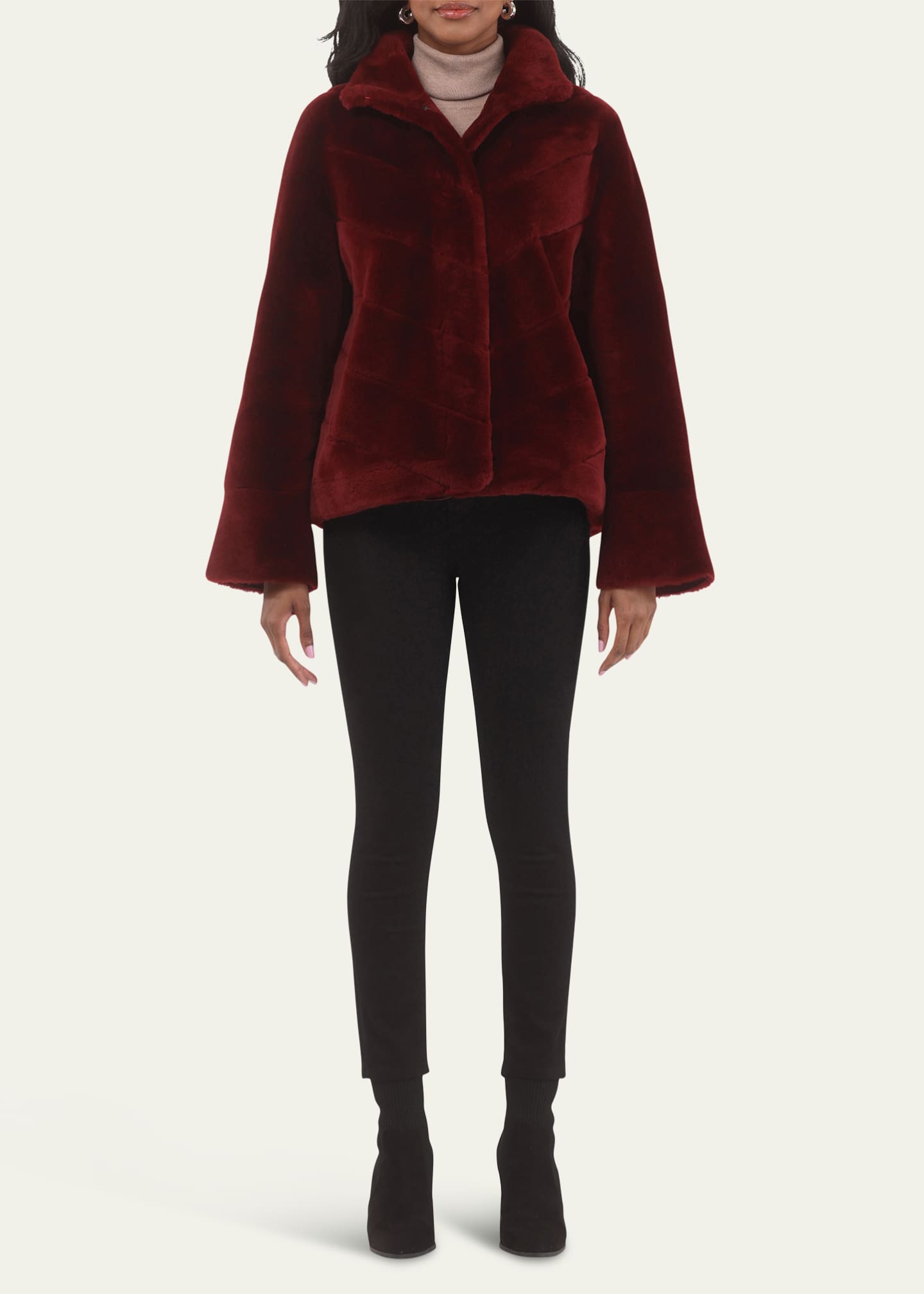 Gorski Reversible Merino Shearling Lamb Chevron Jacket Image 2 of 4