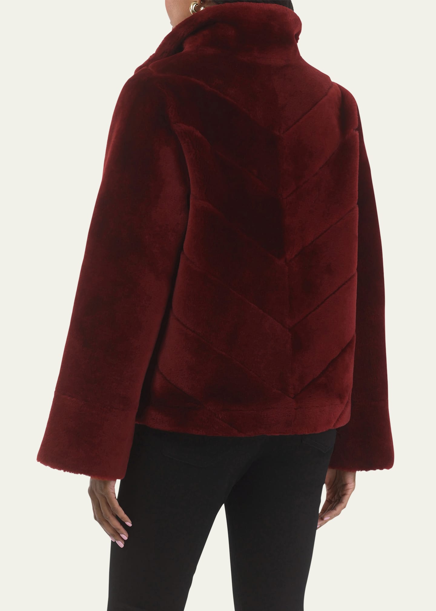 Gorski Reversible Merino Shearling Lamb Chevron Jacket Image 3 of 4