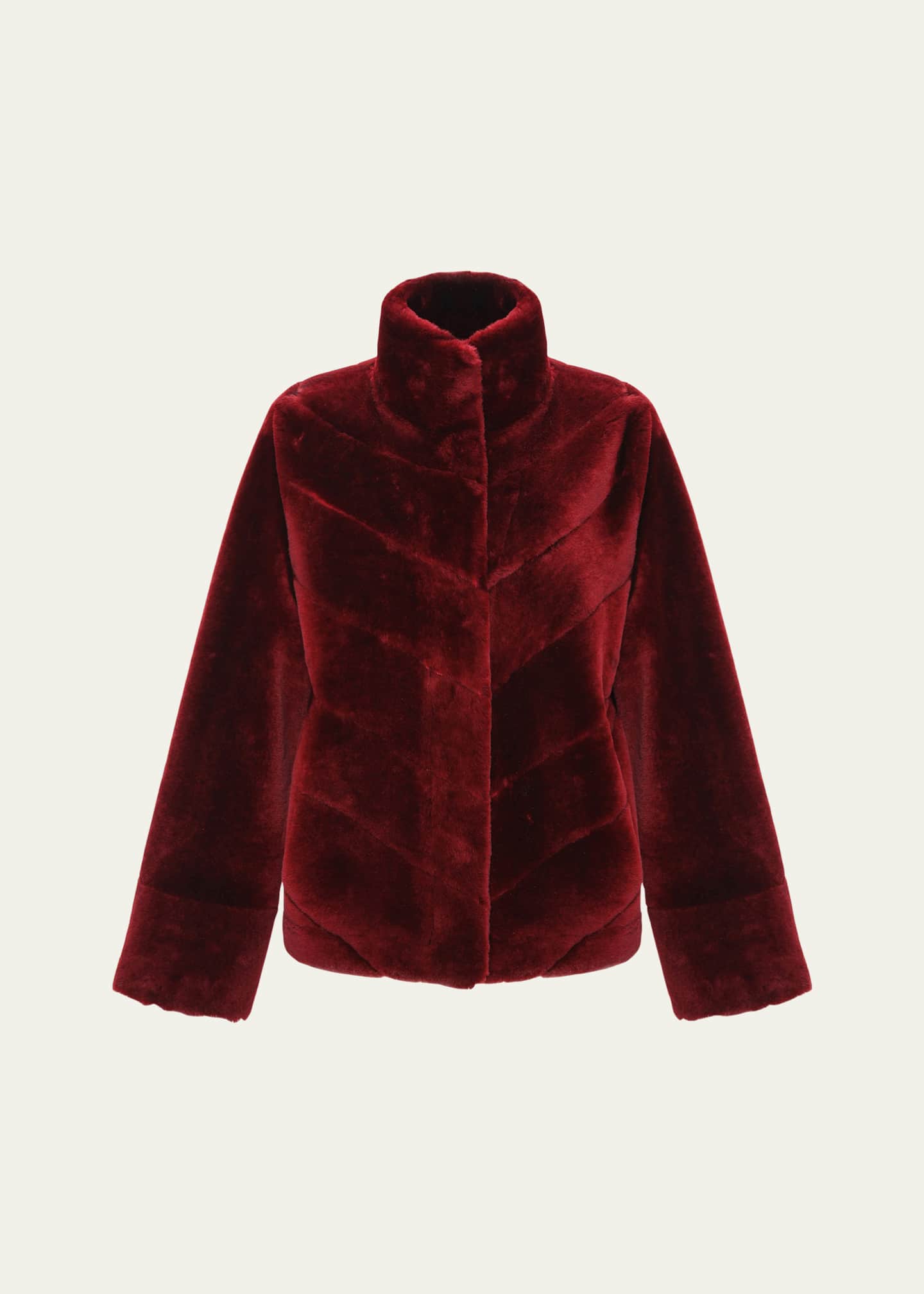 Gorski Reversible Merino Shearling Lamb Chevron Jacket Image 1 of 4