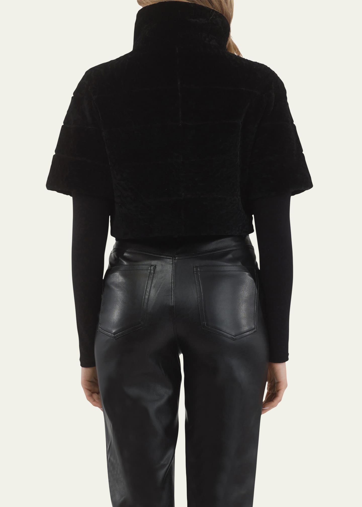 Gorski Reversible Textured Shearling Lamb Bolero Image 3 of 4