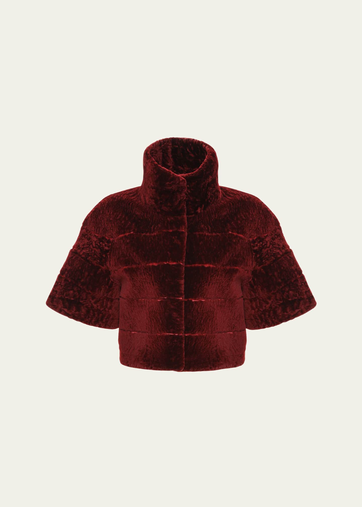 Gorski Reversible Textured Shearling Lamb Bolero Image 1 of 4