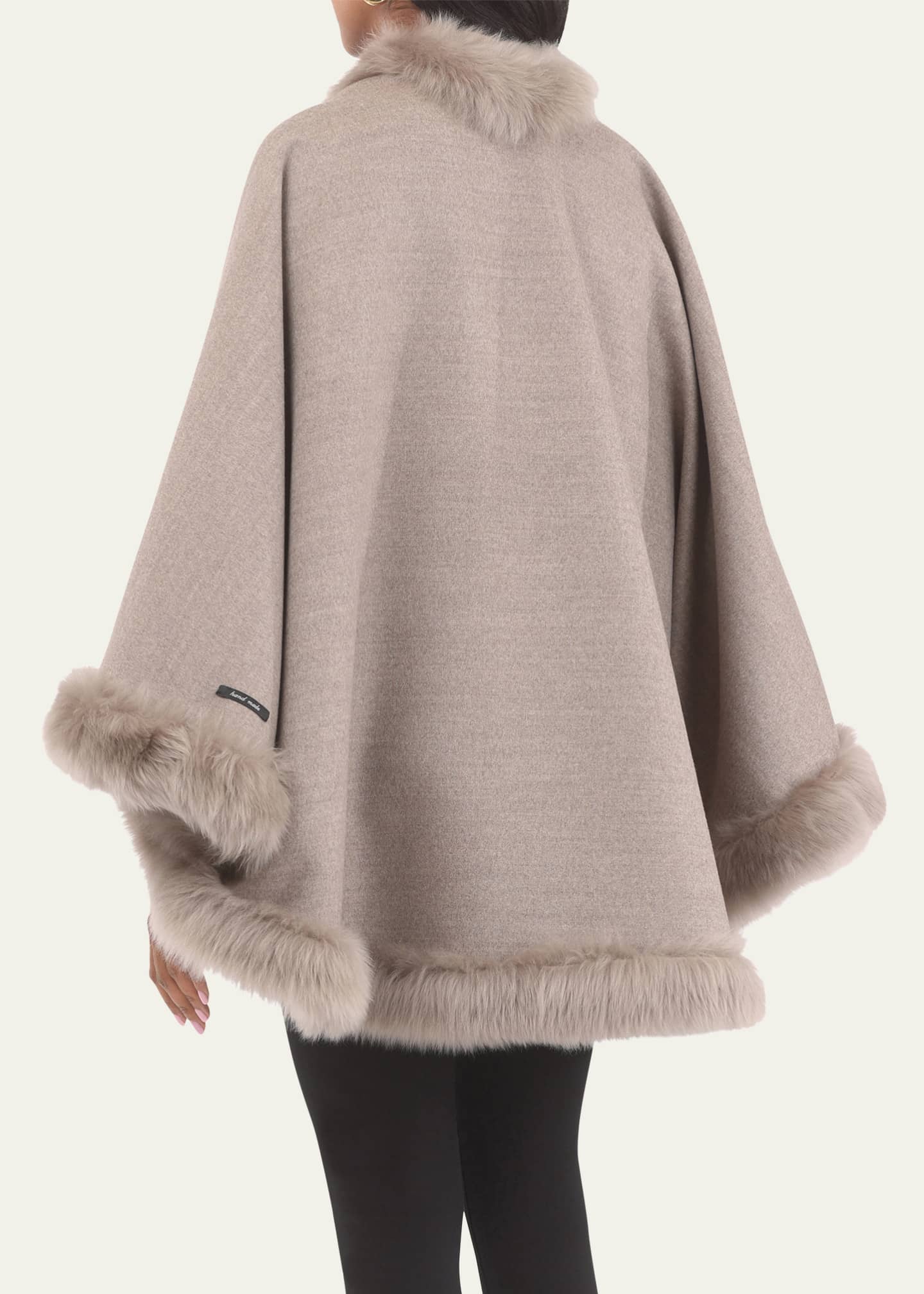 Gorski Wool and Cashmere Cape with Merinillo Shearling Lamb Trim Image 3 of 4