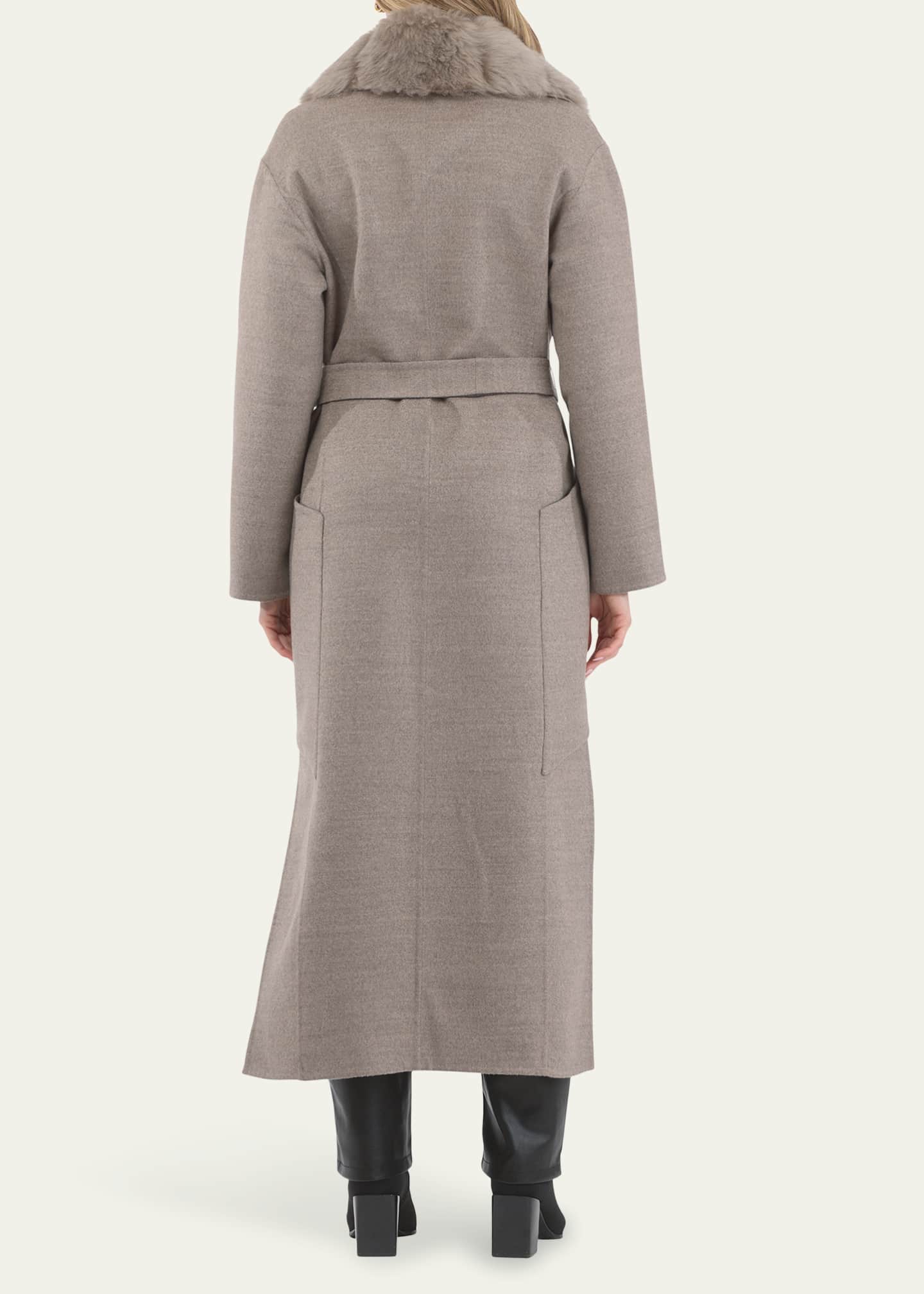 Gorski Loro Piana Double-Face Cashmere-Blend Coat with Detachable Merinillo Shearling Lamb Collar Image 3 of 4