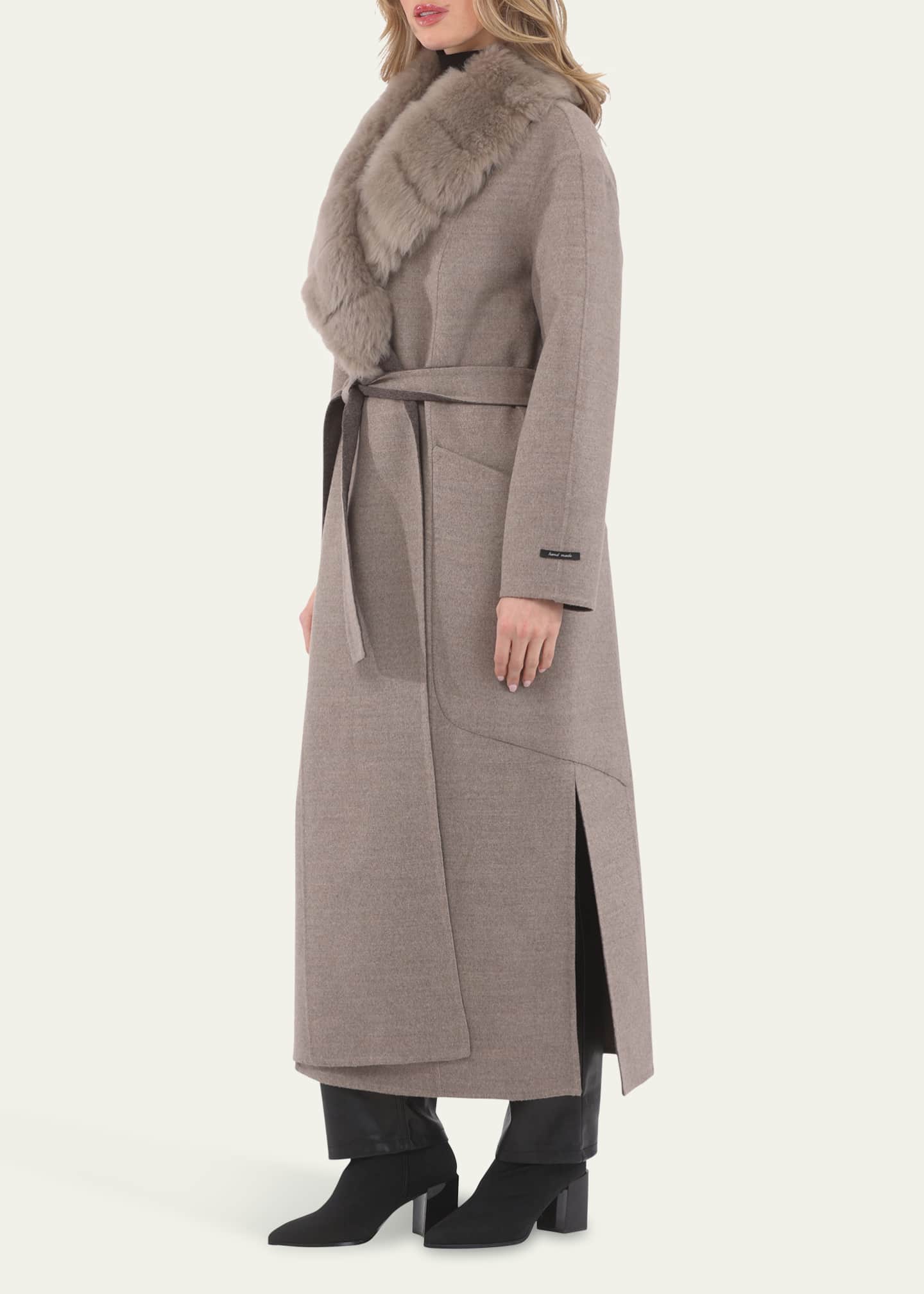 Gorski Loro Piana Double-Face Cashmere-Blend Coat with Detachable Merinillo Shearling Lamb Collar Image 4 of 4