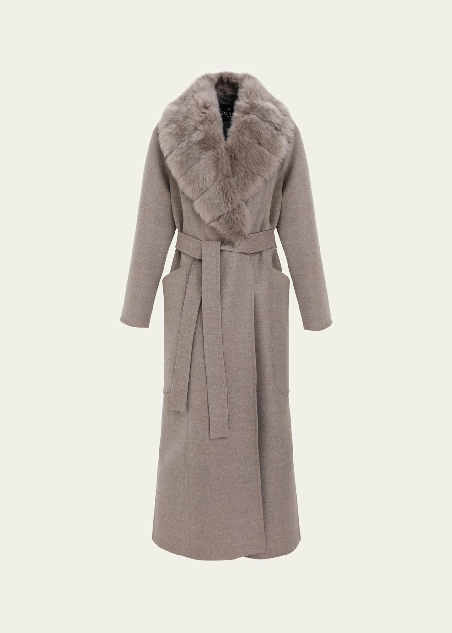 Gorski Loro Piana Double-Face Cashmere-Blend Coat with Detachable Merinillo Shearling Lamb Collar Image 1 of 4