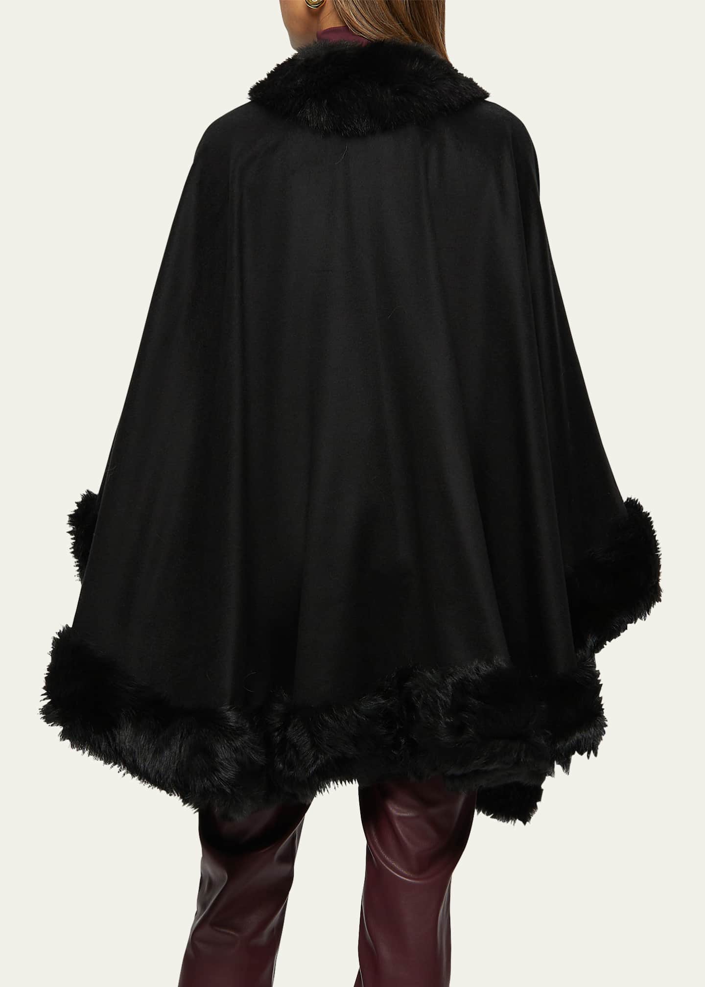 Gorski Cashmere Cape with Toscana Shearling Lamb Trim Image 3 of 4