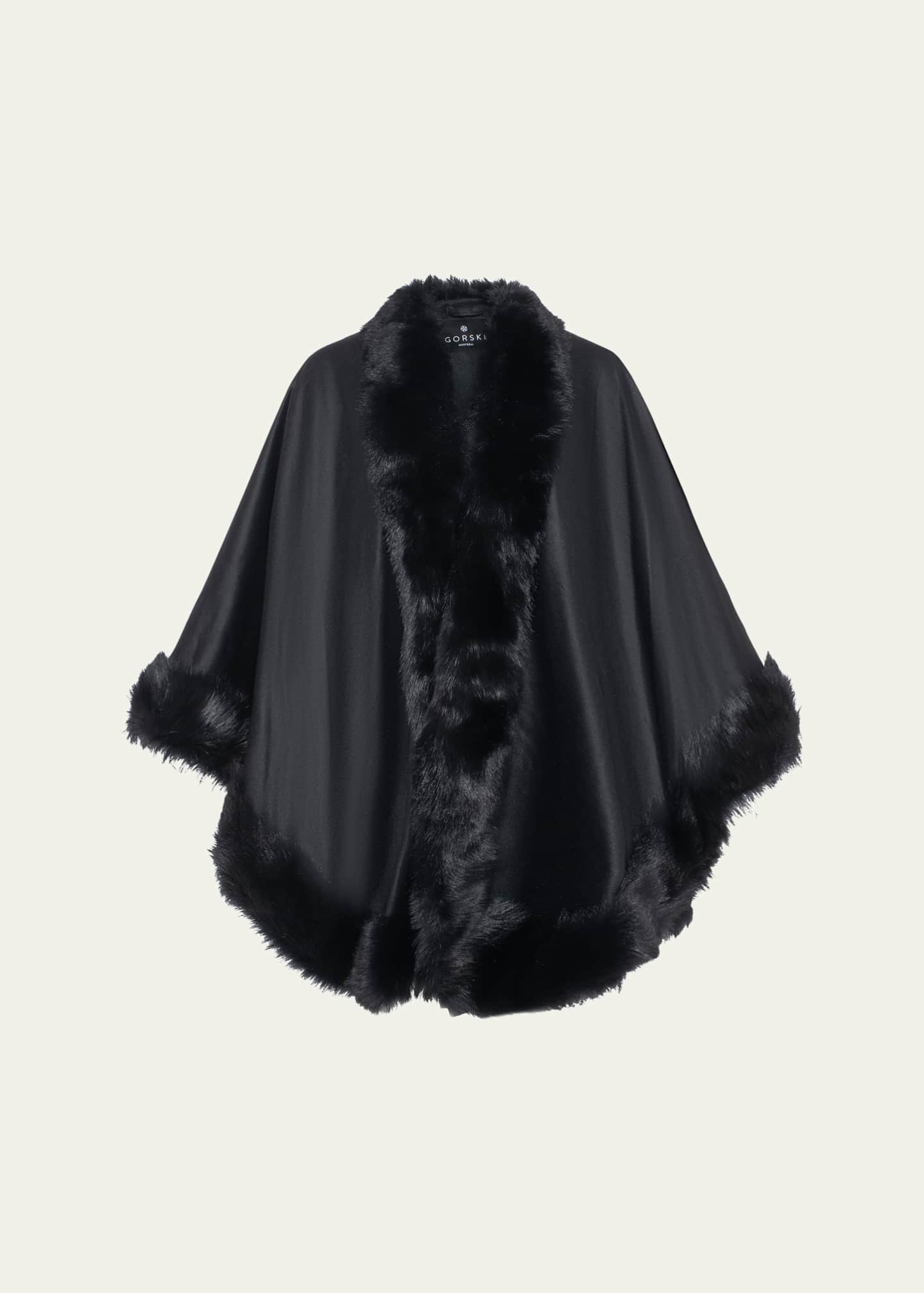 Gorski Cashmere Cape with Toscana Shearling Lamb Trim Image 1 of 4