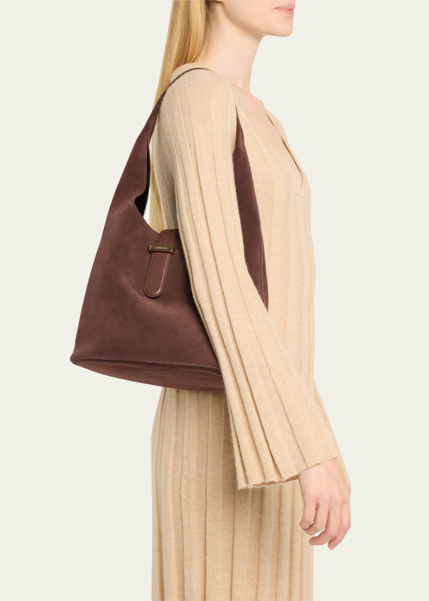 SIMKHAI Khai Buckle Suede Hobo Bag Image 2 of 6