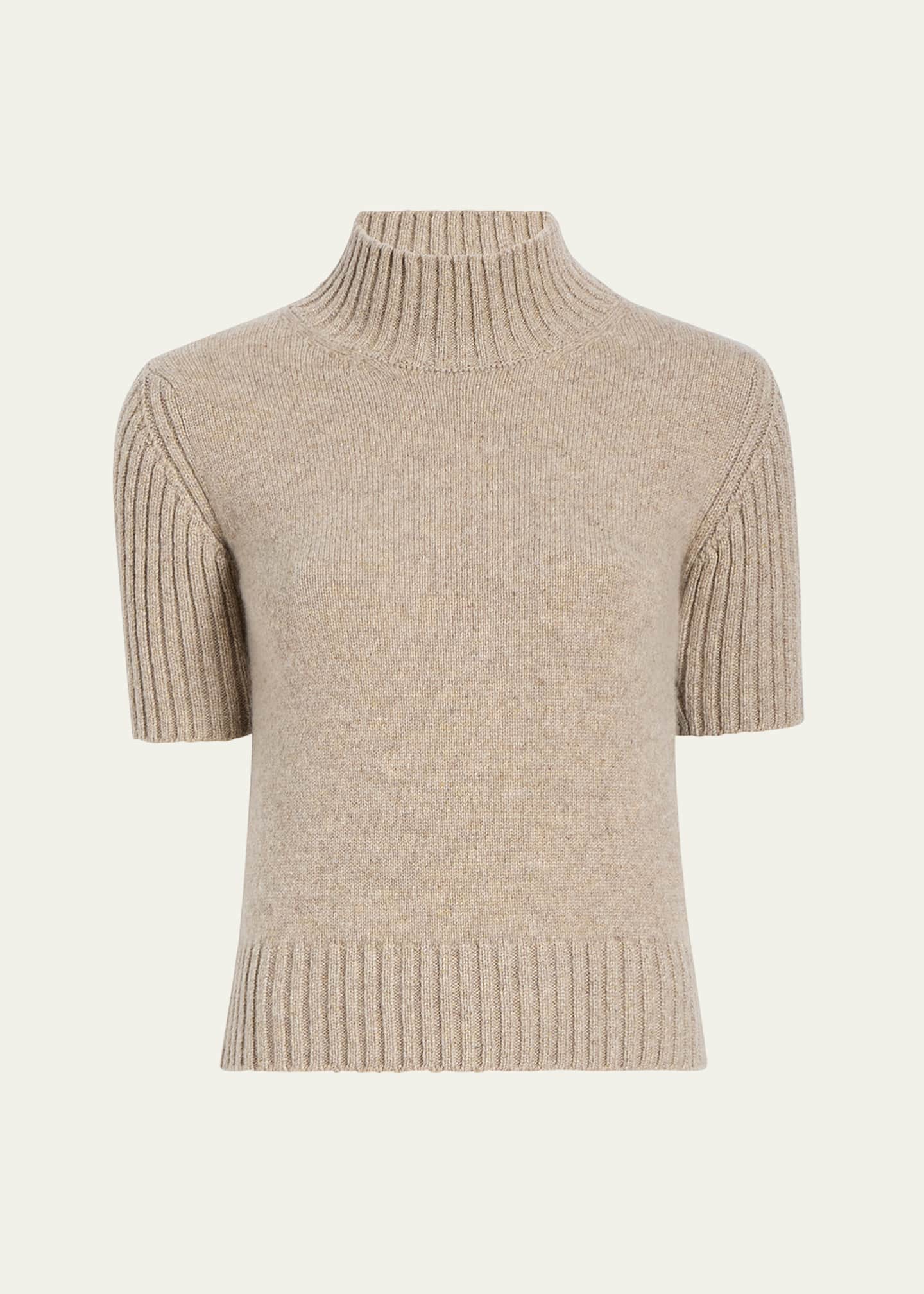 Short sleeve cashmere turtleneck sweater store