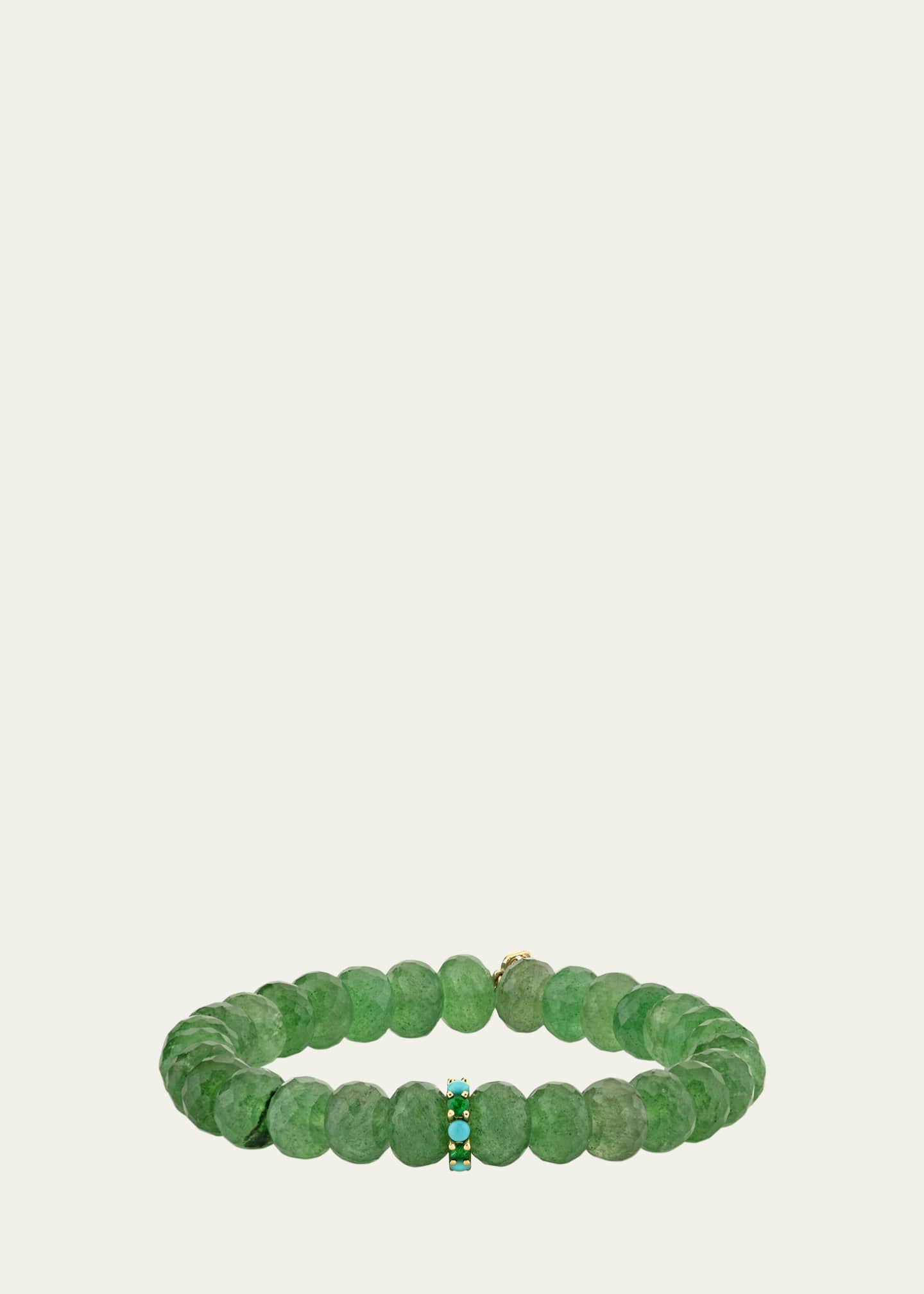 Sydney Evan Large Cocktail Emerald and Turquoise Rondelle Bracelet, 8mm Image 1 of 2