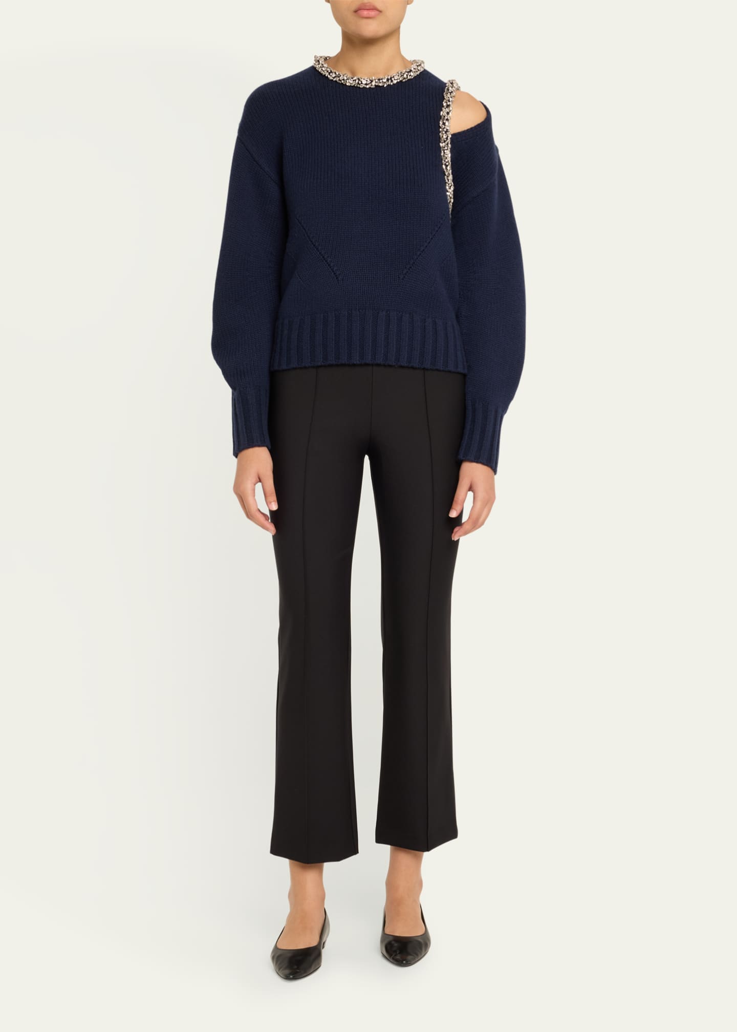 SIMKHAI Monroe Embellished Wool-Cashmere Sweater Image 2 of 5