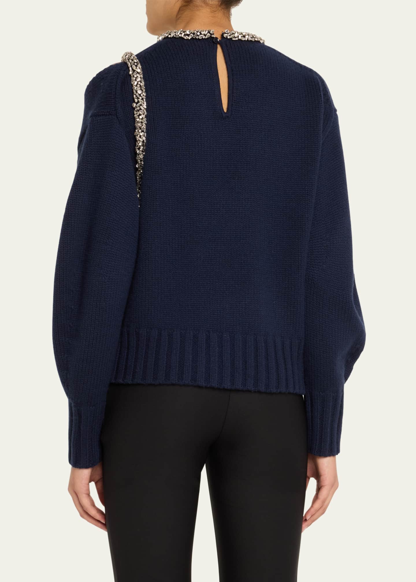 SIMKHAI Monroe Embellished Wool-Cashmere Sweater Image 3 of 5