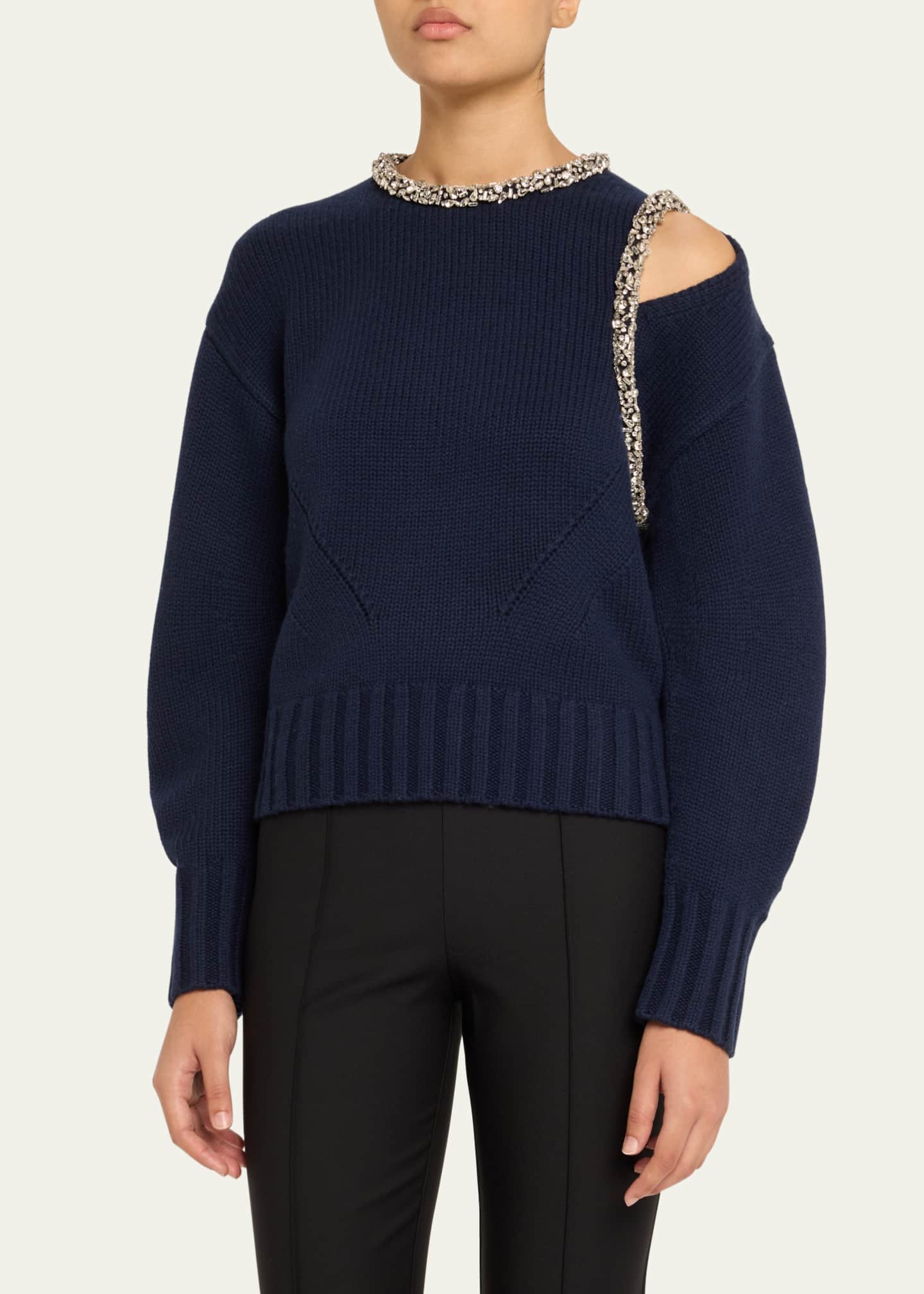 SIMKHAI Monroe Embellished Wool-Cashmere Sweater Image 4 of 5