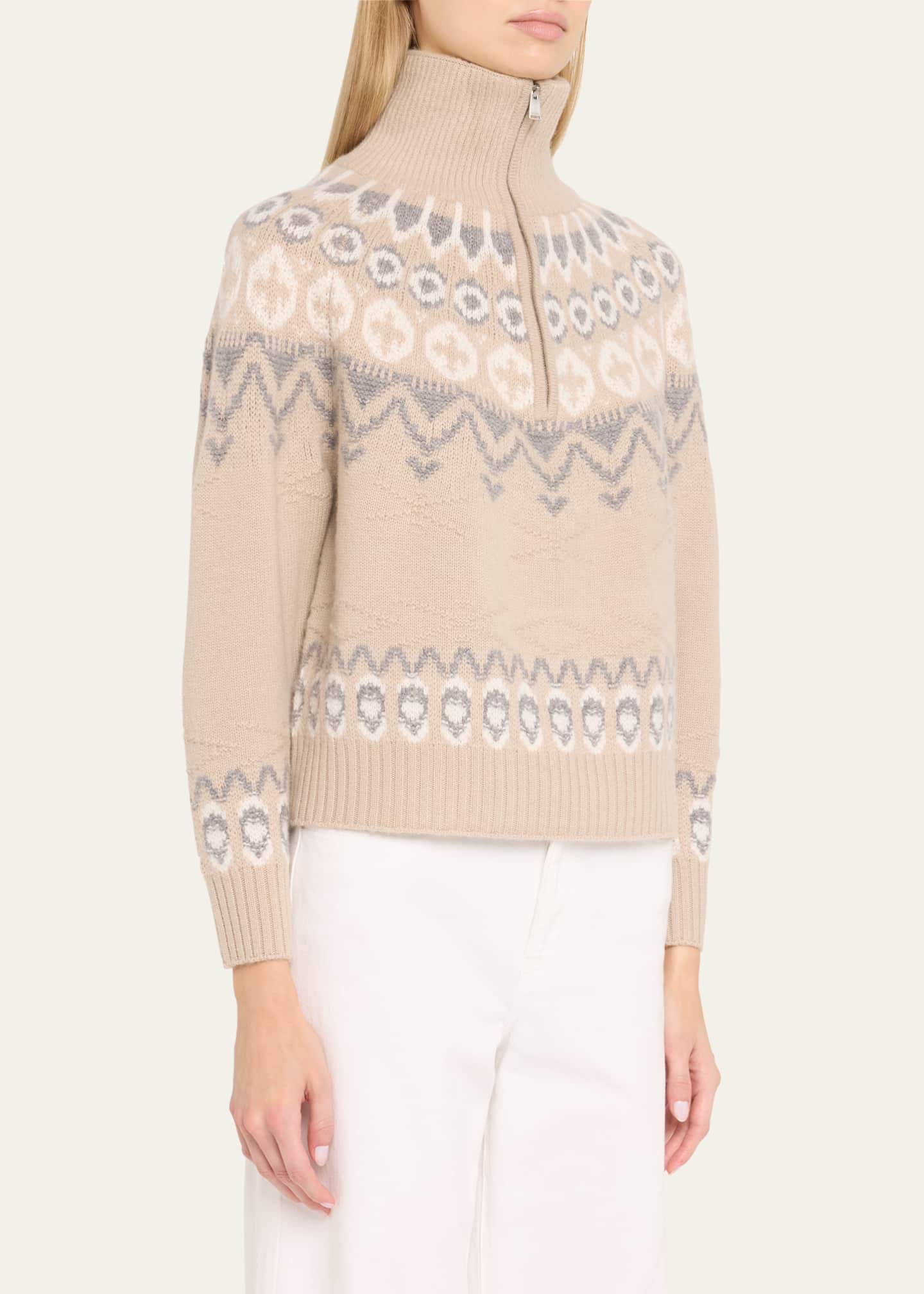 SIMKHAI Eliah Half-Zip Wool-Cashmere Pullover Image 4 of 5