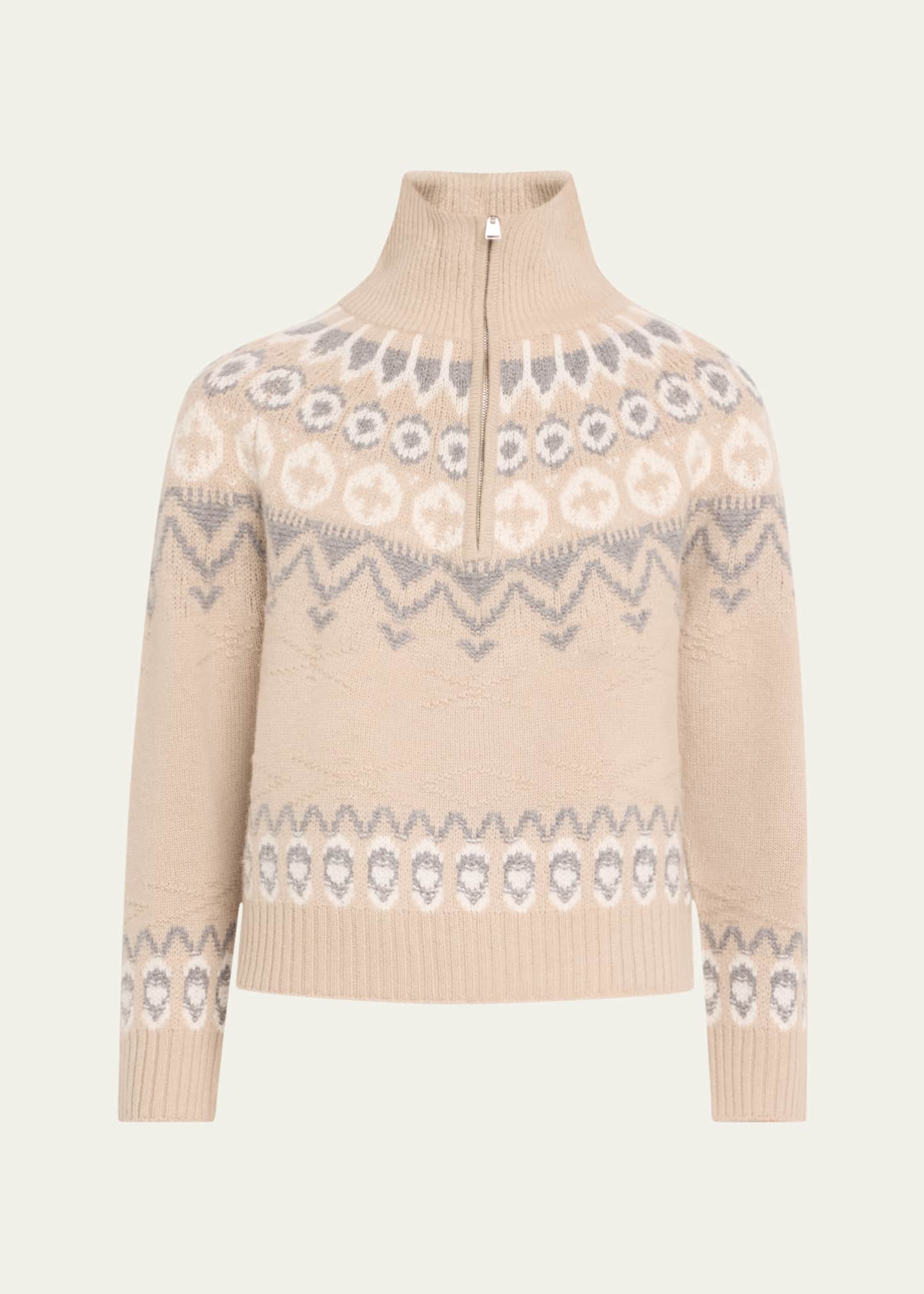SIMKHAI Eliah Half-Zip Wool-Cashmere Pullover Image 1 of 5
