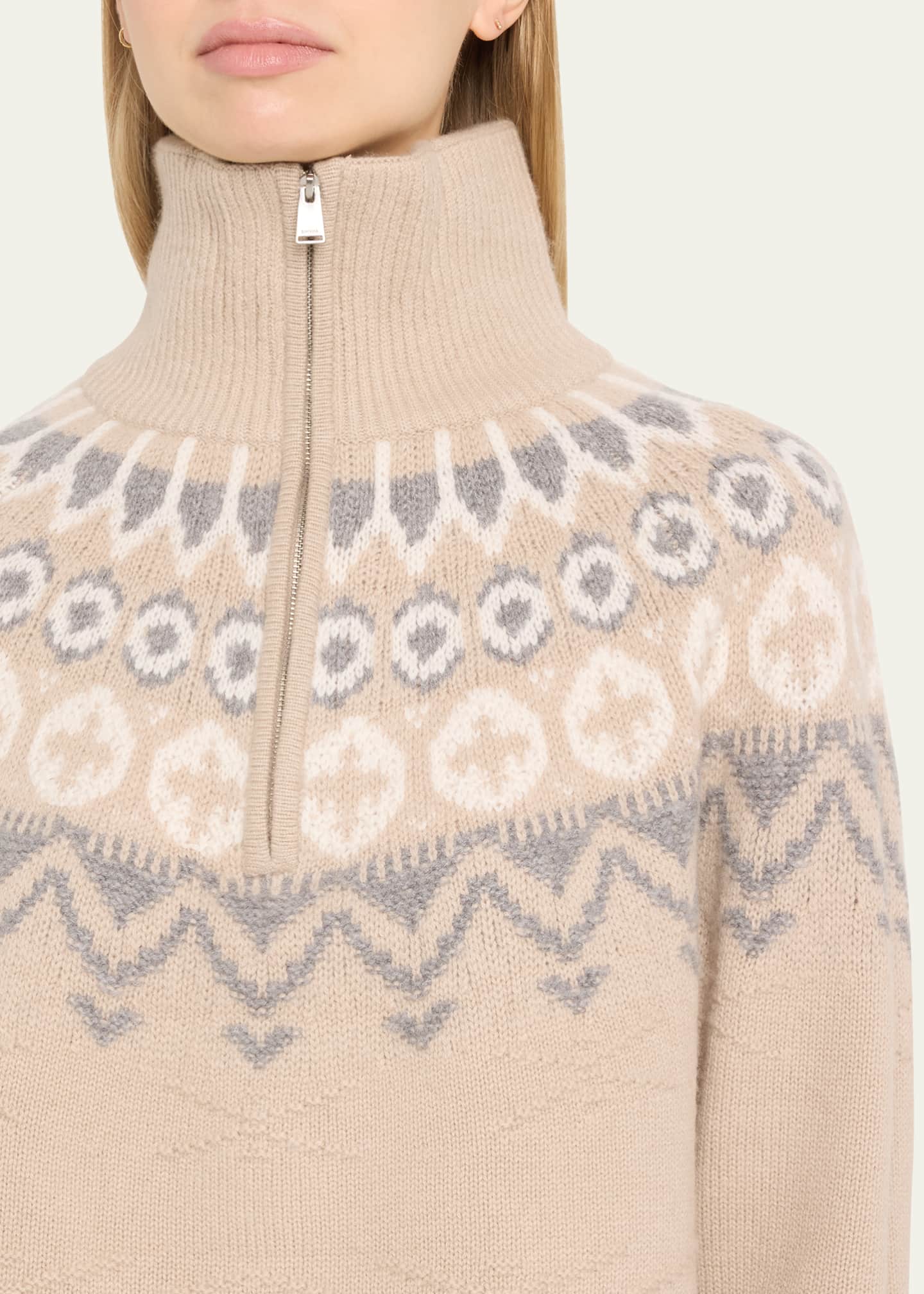 SIMKHAI Eliah Half-Zip Wool-Cashmere Pullover Image 5 of 5
