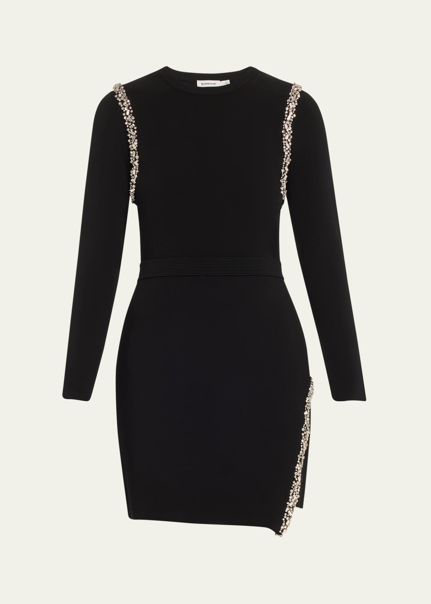 SIMKHAI Nyx Embellished Long-Sleeve Wrap Dress Image 1 of 5
