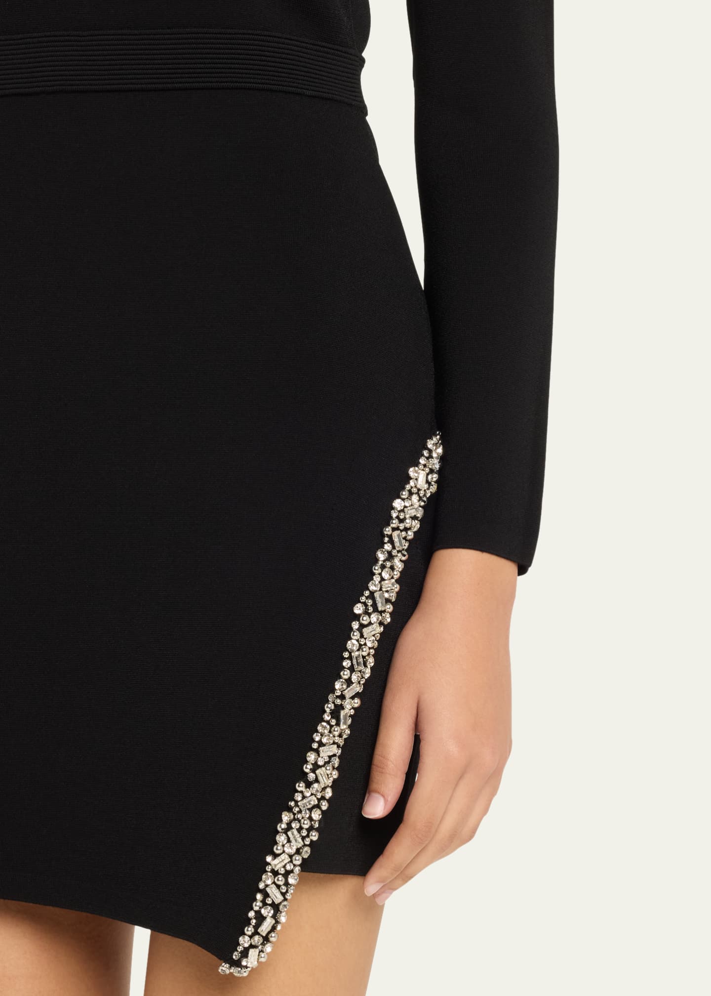 SIMKHAI Nyx Embellished Long-Sleeve Wrap Dress Image 5 of 5