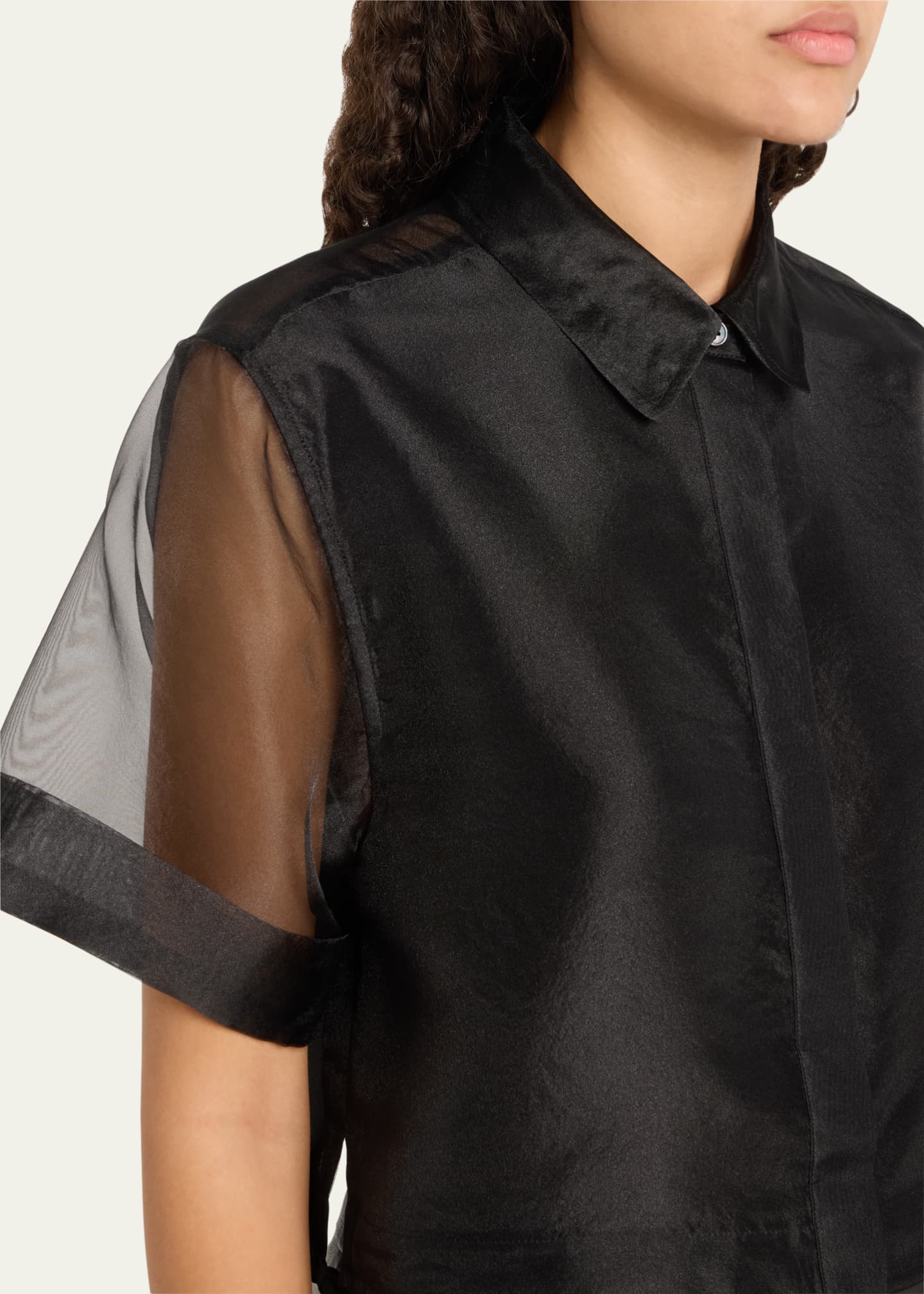 Ryett Cotton Faille Cropped Button-Up