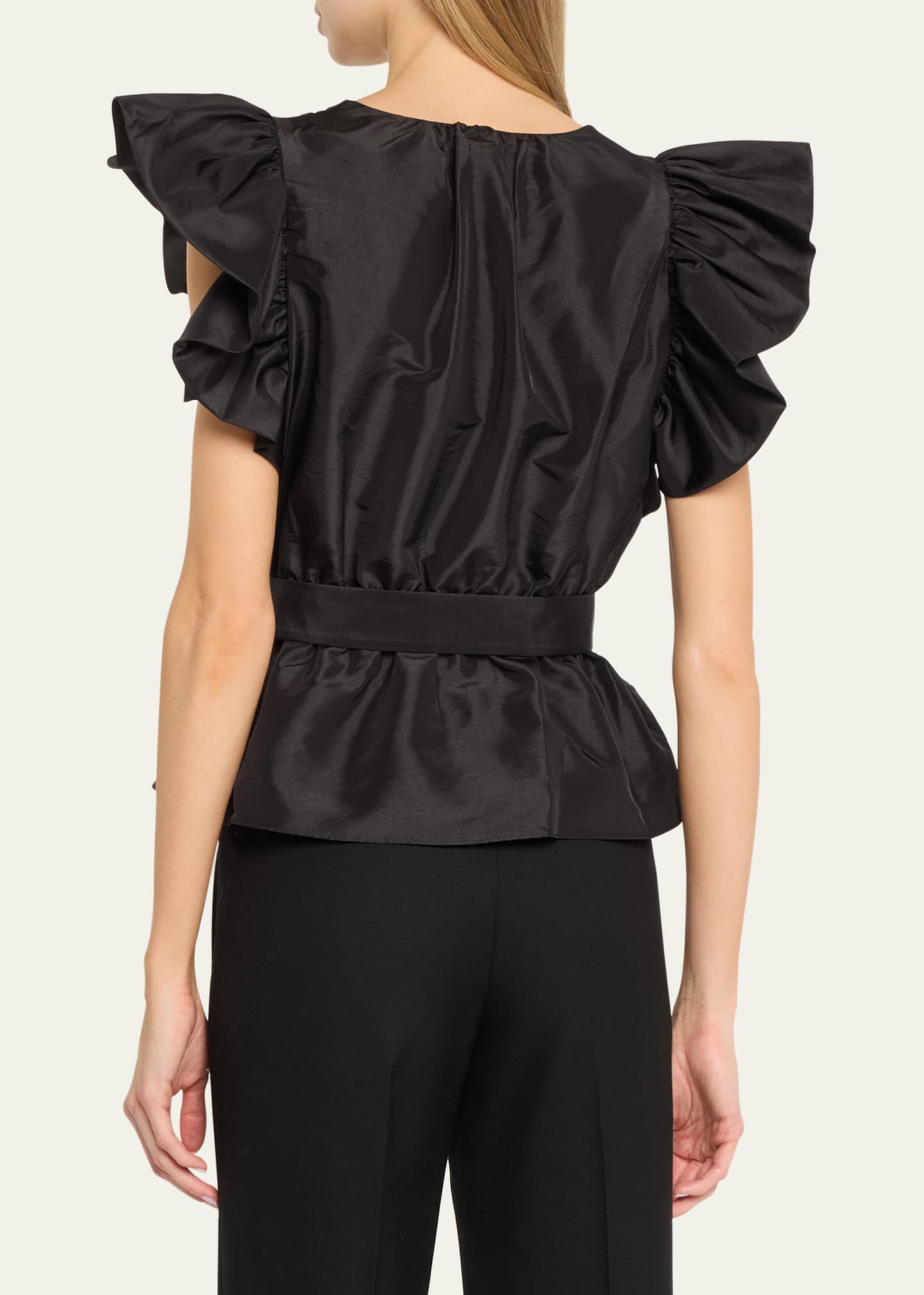 SIMKHAI Adelaide Ruffle-Sleeve Wrap Top Image 3 of 5
