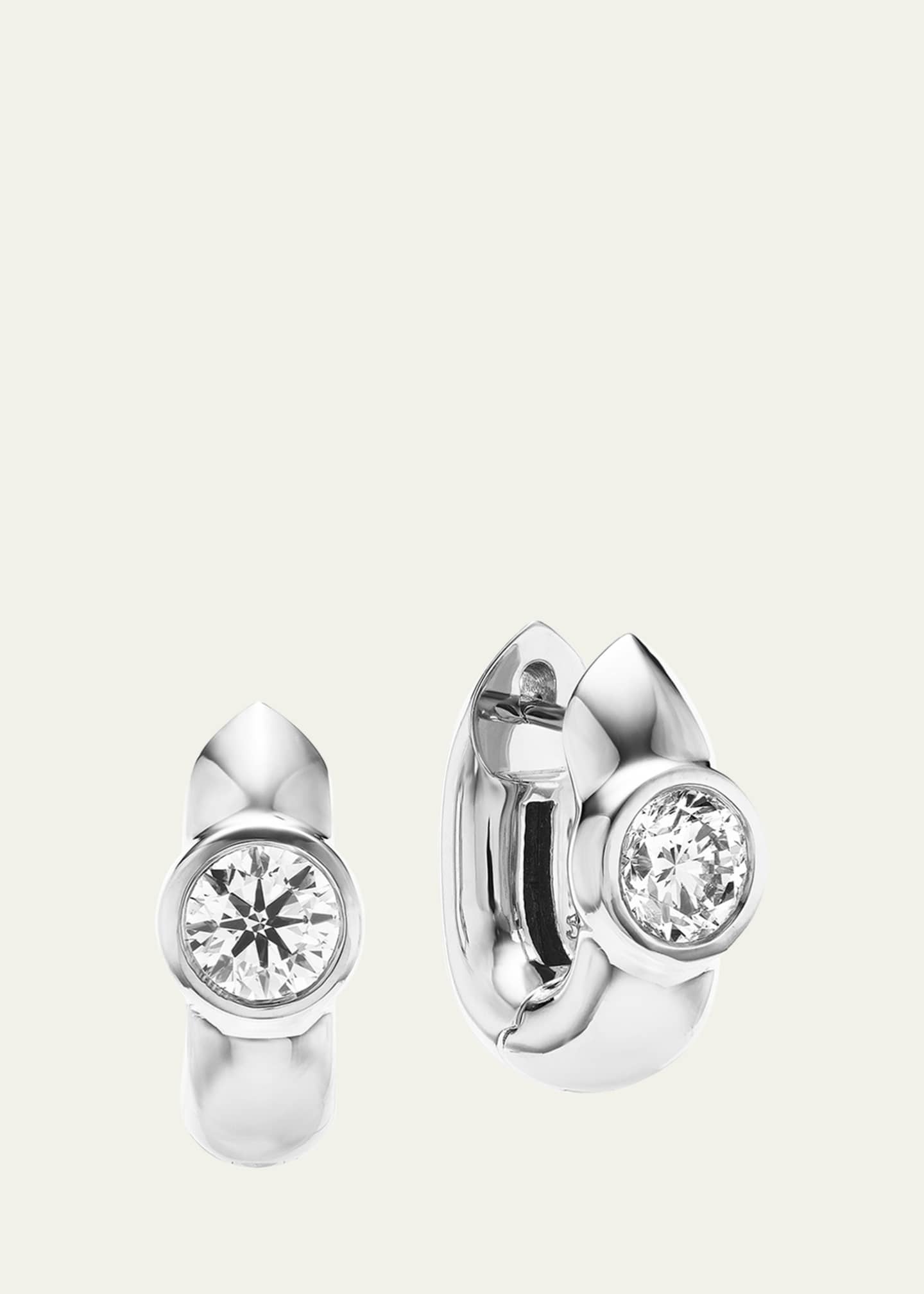 Uniform Object 18K Gold Tusk Diamond Huggie Earrings