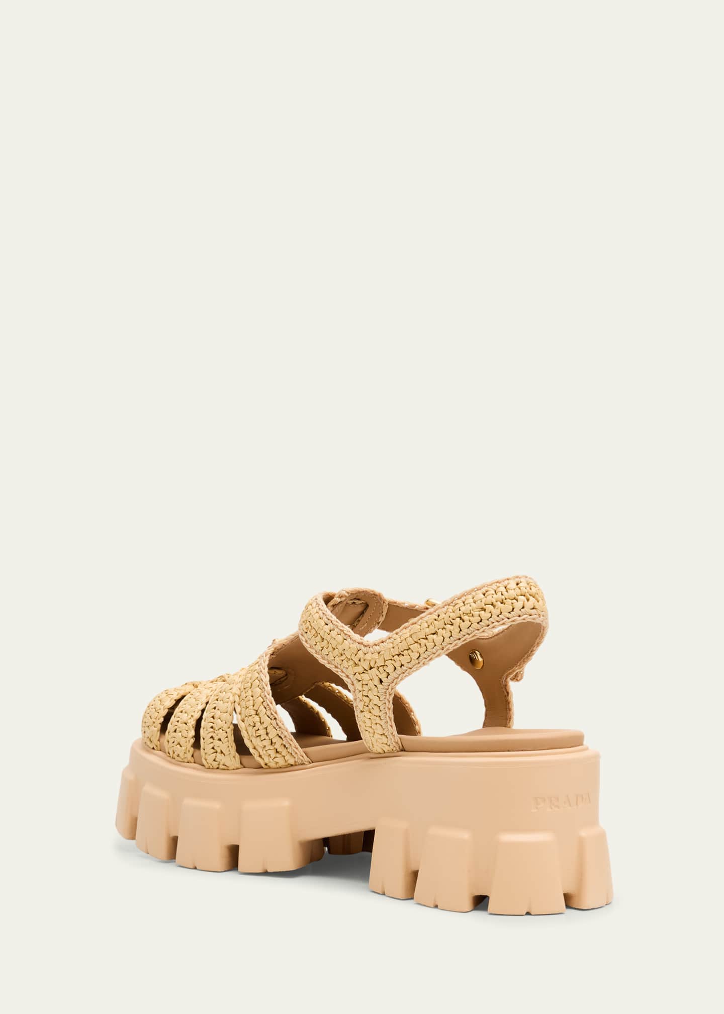 Prada Monolith Raffia Chunky Fisherman Sandals Image 4 of 6