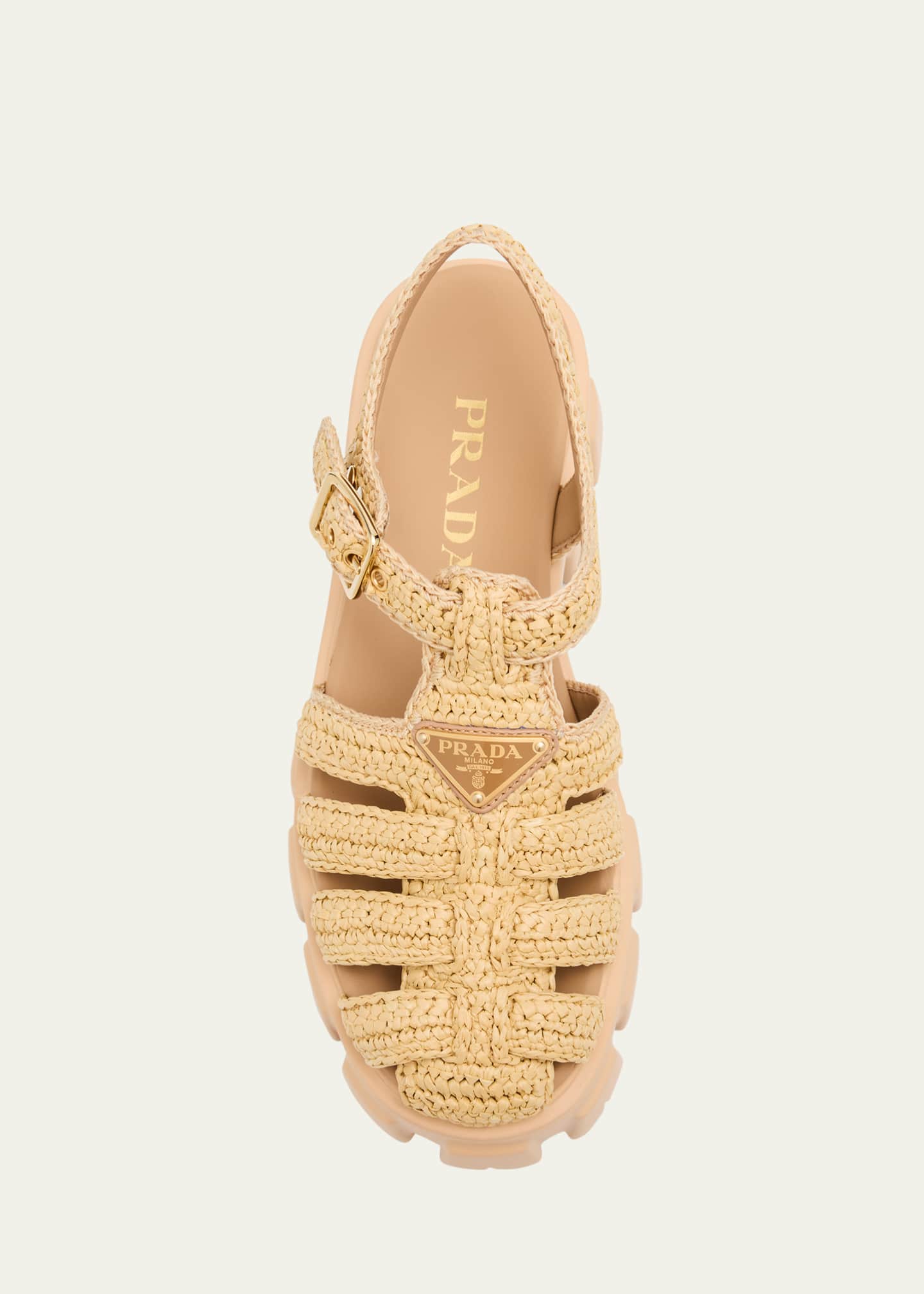 Prada Monolith Raffia Chunky Fisherman Sandals Image 6 of 6