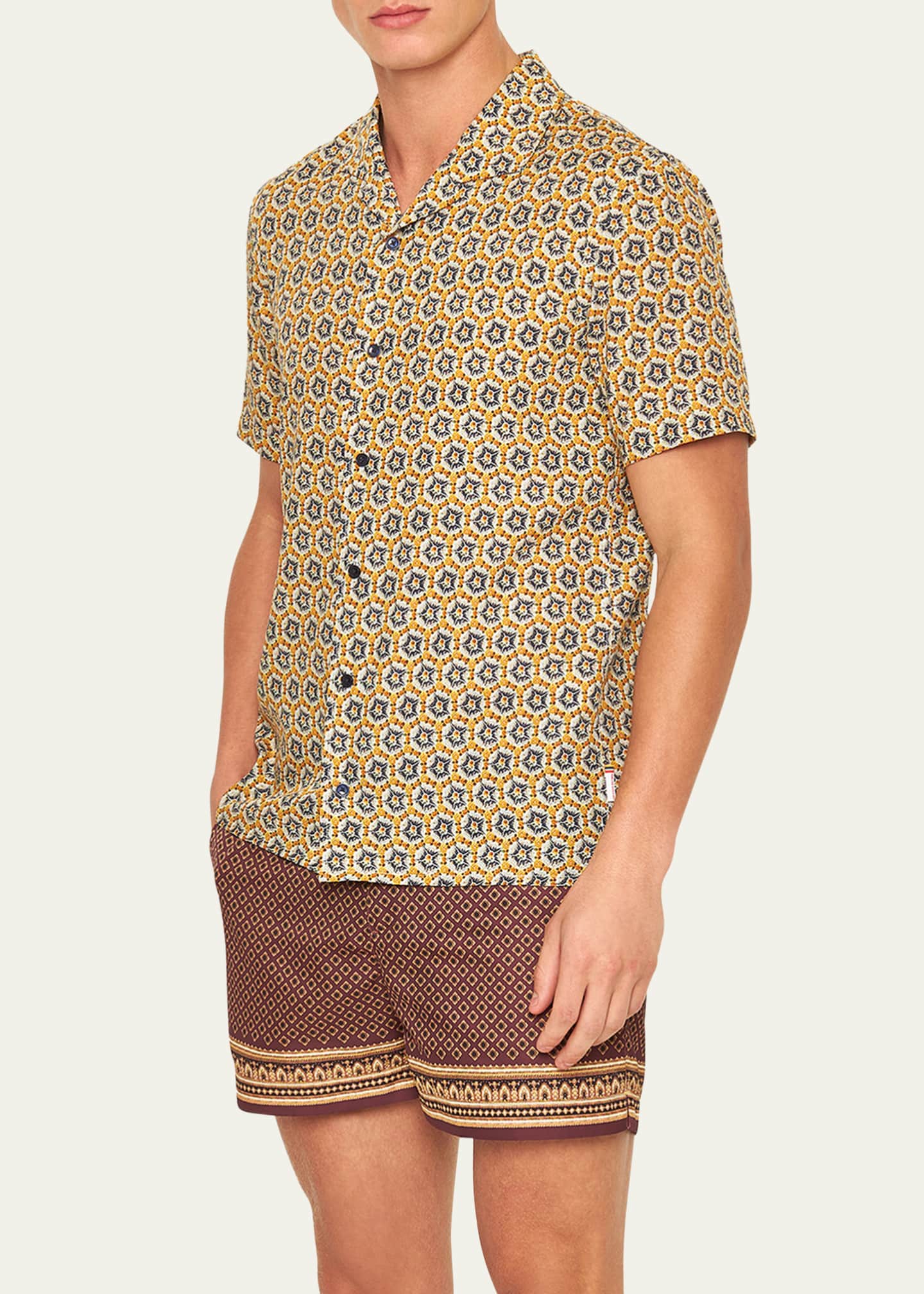 Orlebar Brown Men's Hibbert Rose Print Camp Shirt Image 2 of 3