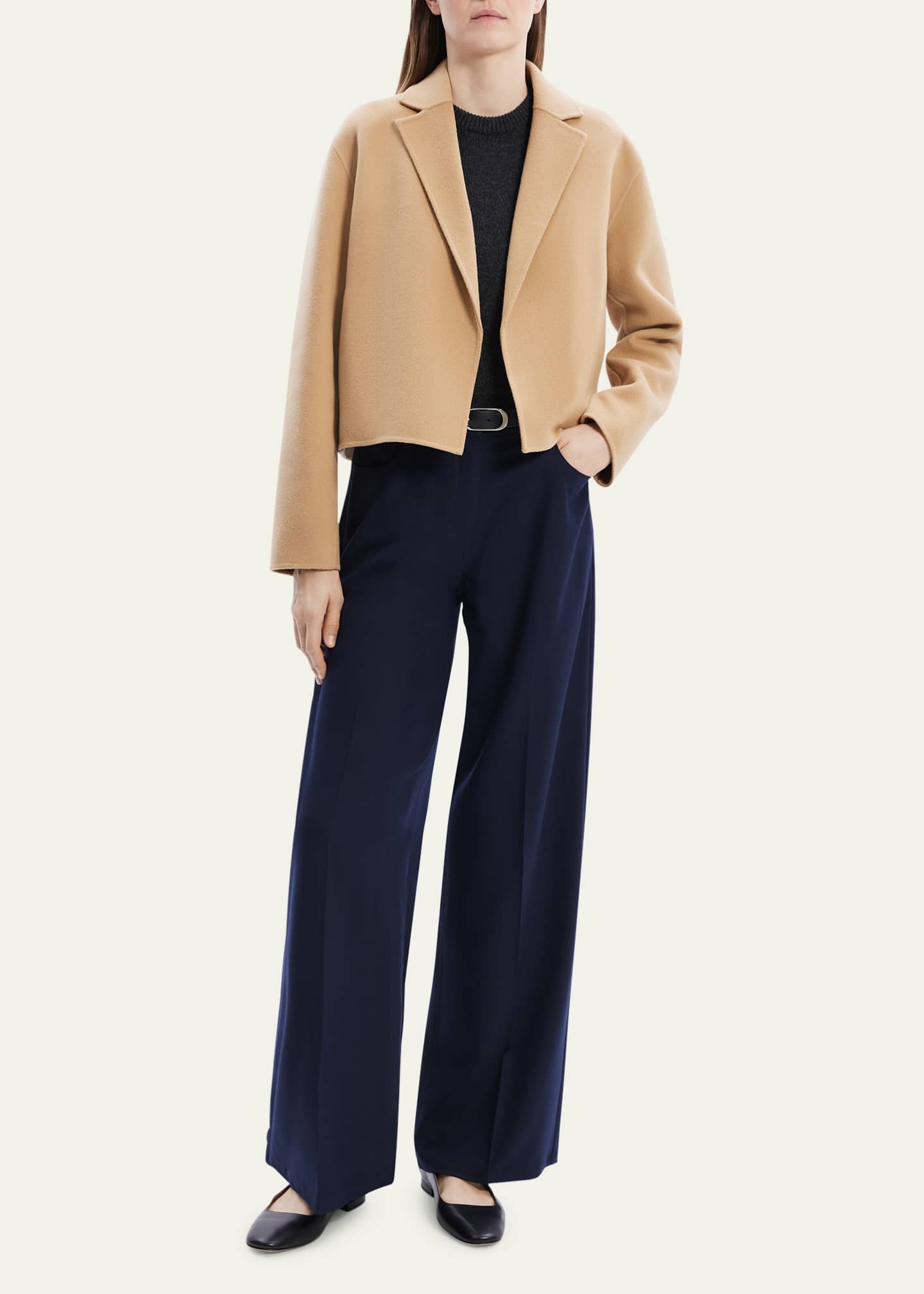 Theory Relaxed Wool-Cashmere Cardigan Jacket Image 2 of 5
