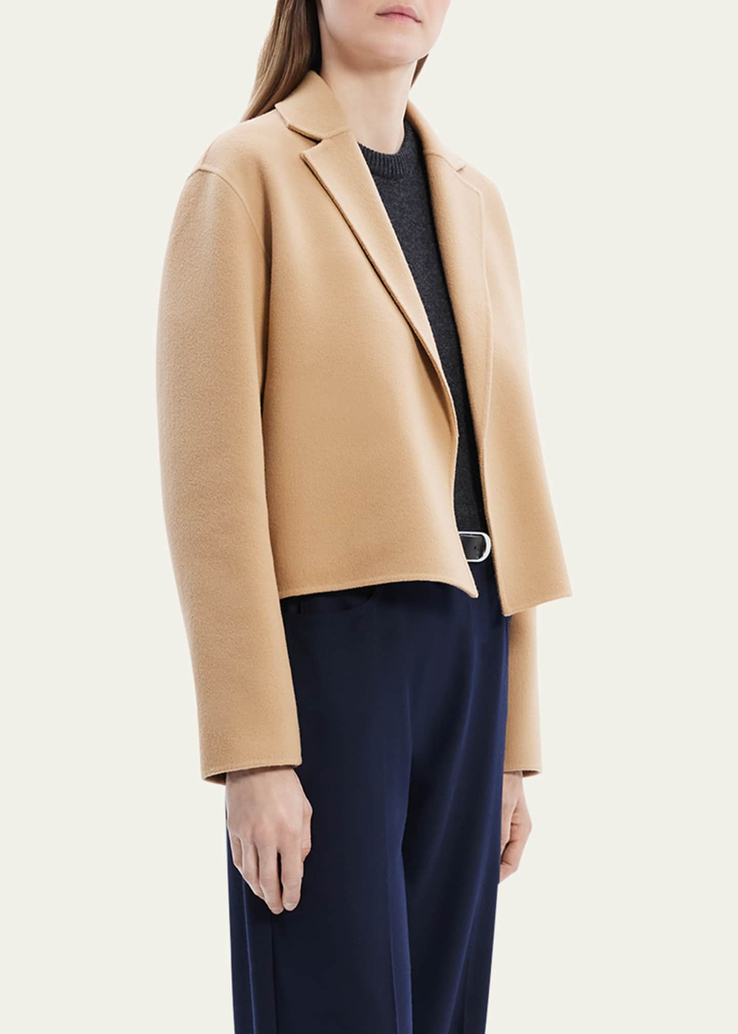 Theory Relaxed Wool-Cashmere Cardigan Jacket Image 4 of 5