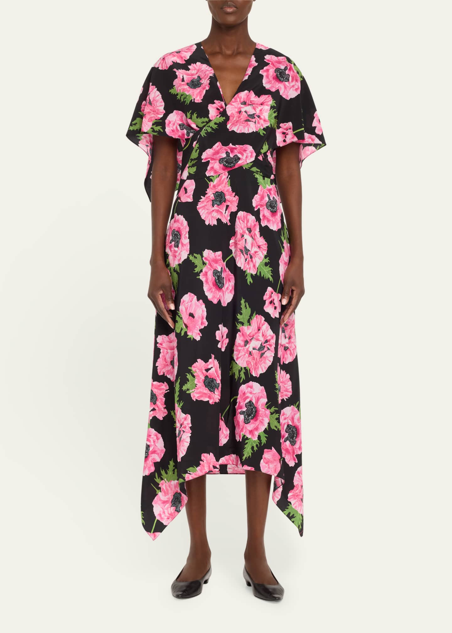 Stella McCartney Floral Print Asymmetric Midi Dress Image 2 of 5