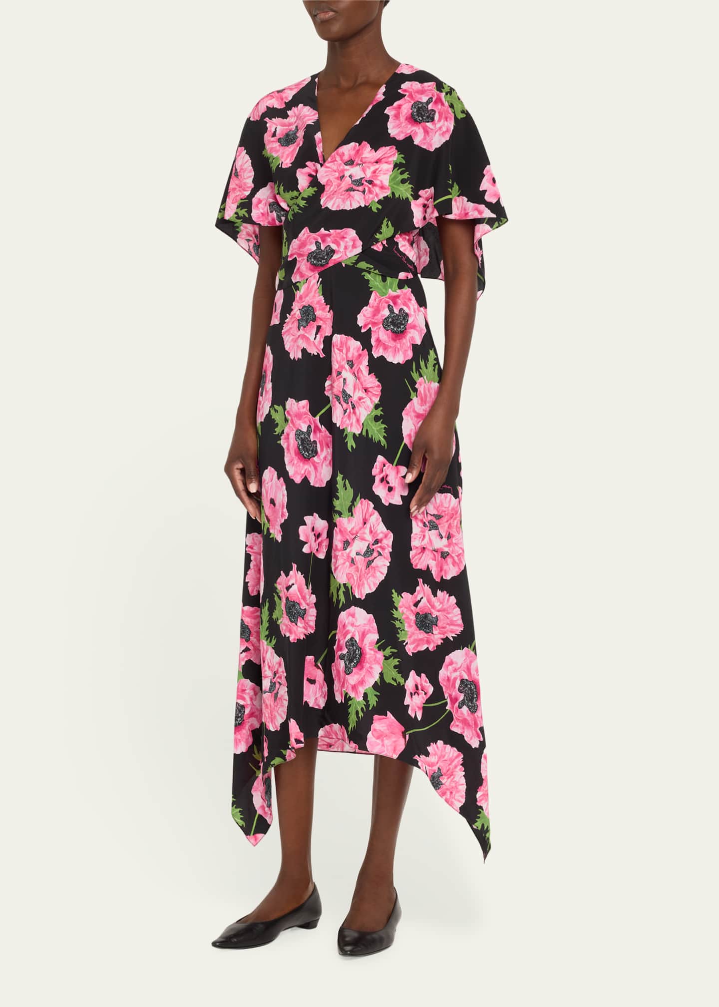 Stella McCartney Floral Print Asymmetric Midi Dress Image 4 of 5