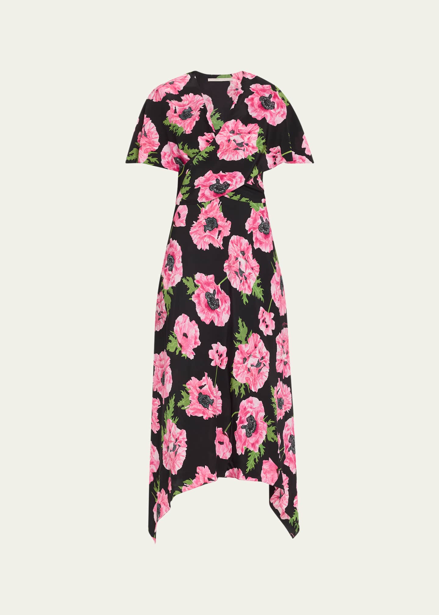 Stella McCartney Floral Print Asymmetric Midi Dress Image 1 of 5