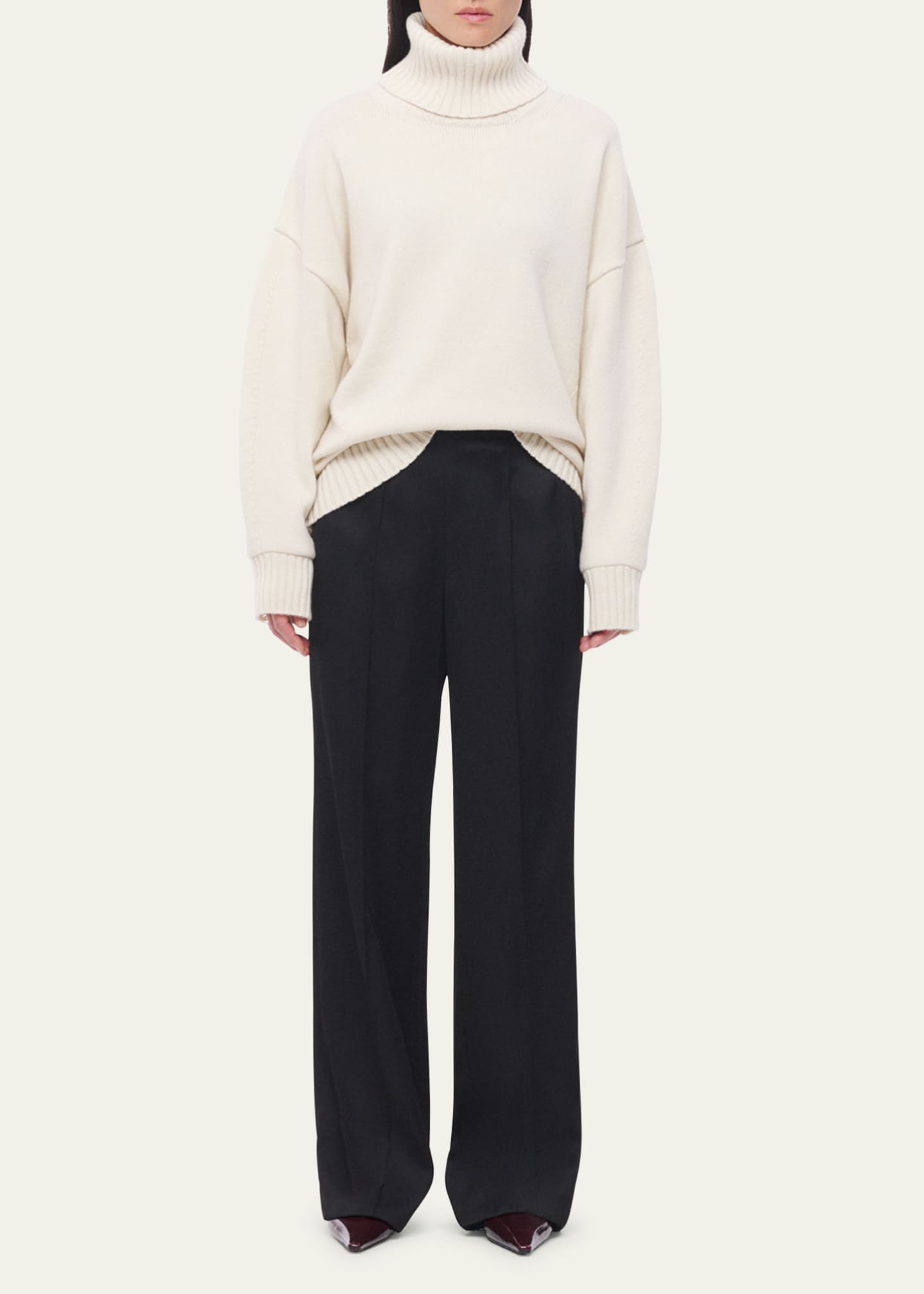 Another Tomorrow Oversized Luxe Cashmere Wool Turtleneck Sweater Image 2 of 5