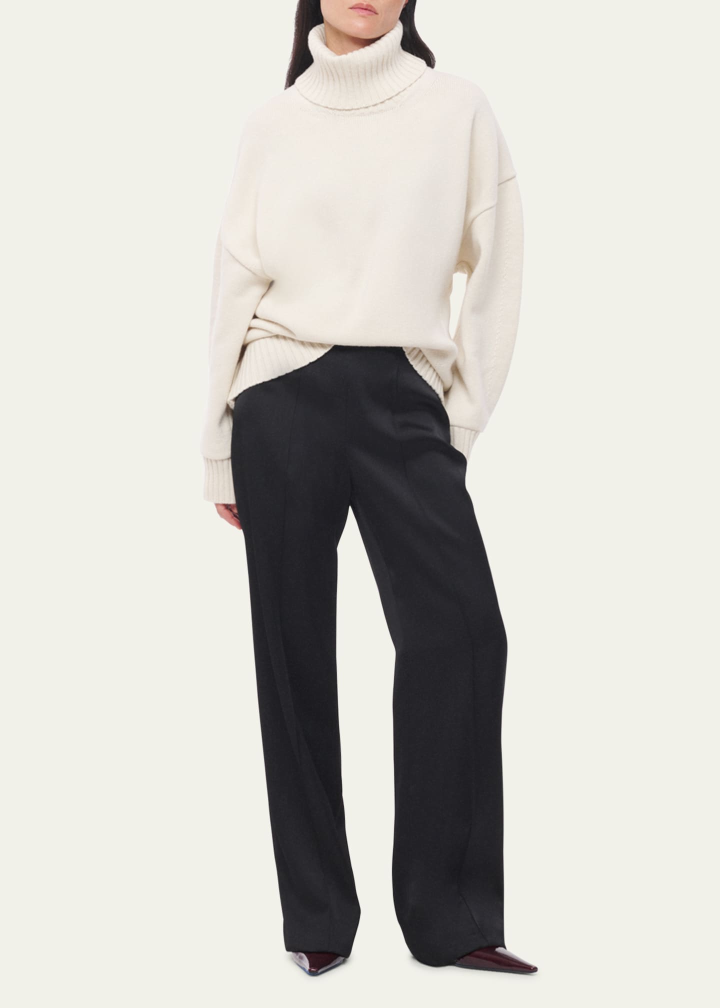 Another Tomorrow Oversized Luxe Cashmere Wool Turtleneck Sweater Image 4 of 5