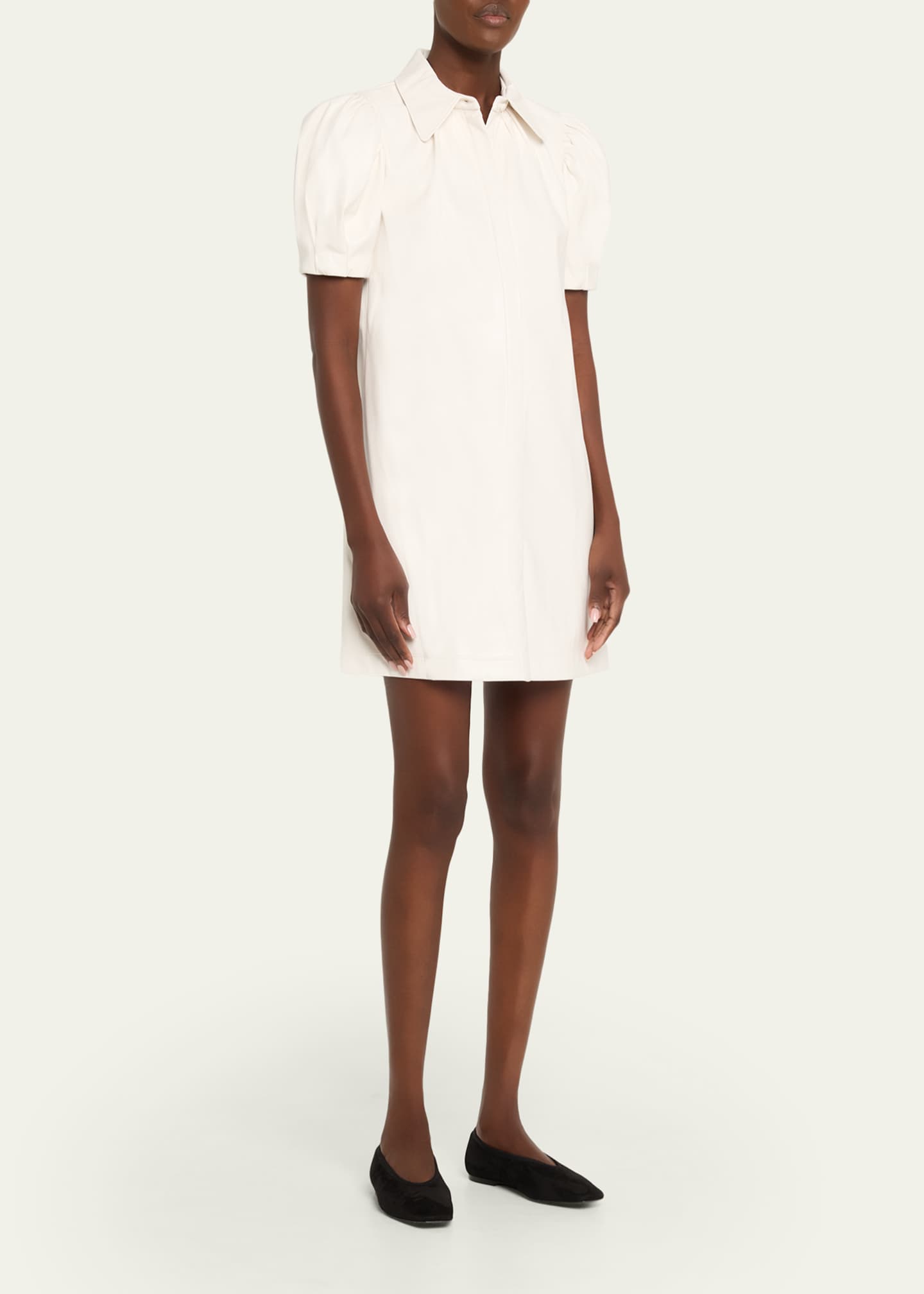 alice and olivia white leather dress Alice + Olivia Fifi Faux Leather Mini Dress in Off White