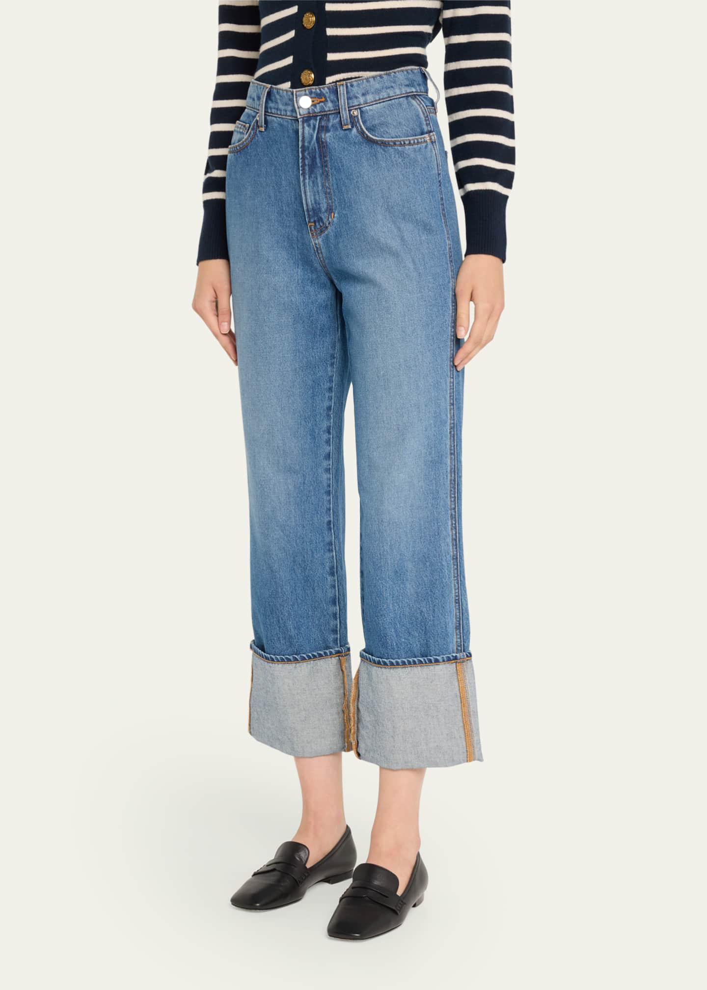 Veronica Beard Dylan High-Rise Straight Cuffed Jeans Image 4 of 5