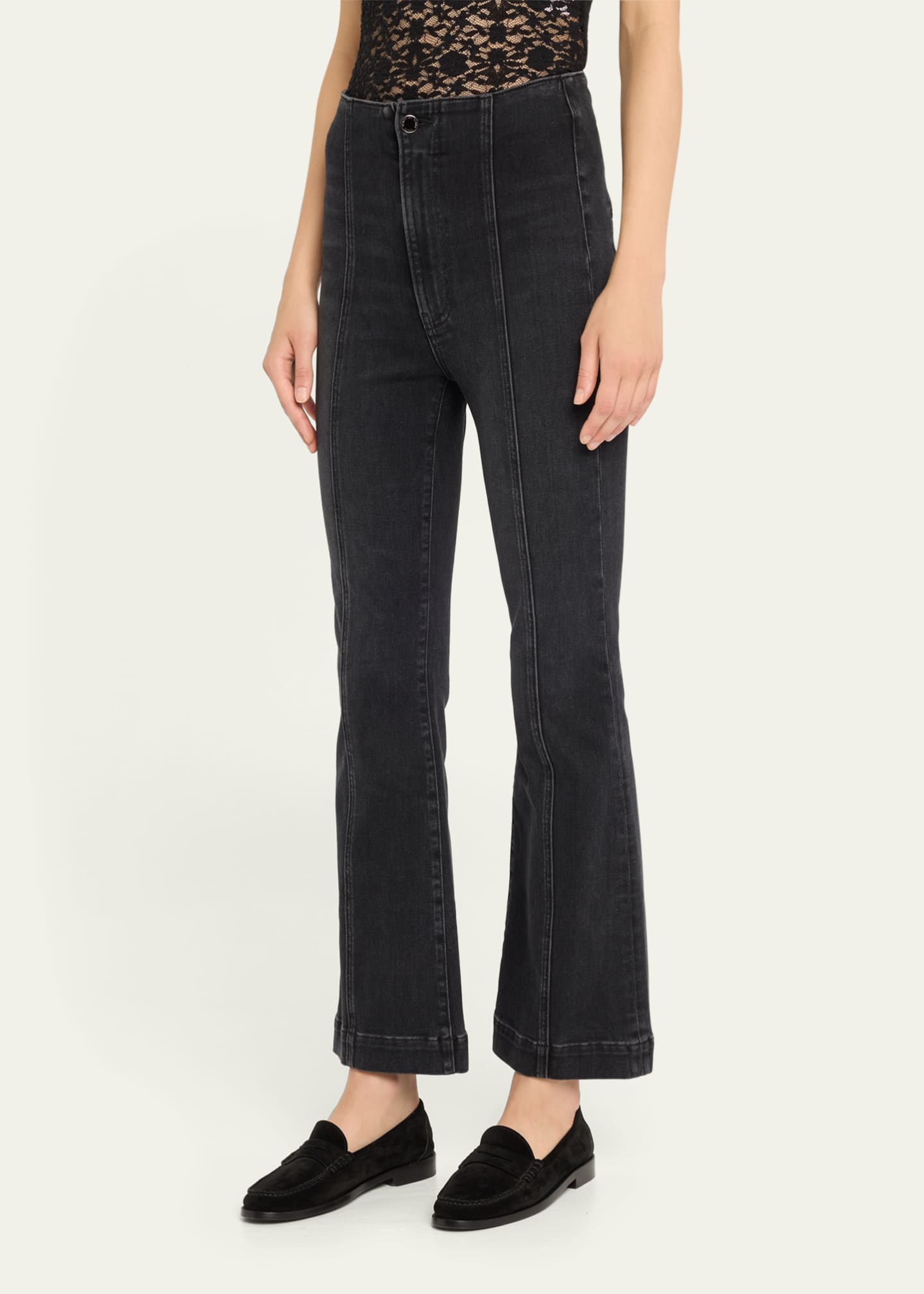 Veronica Beard Carson High-Rise Ankle Flare Jeans Image 4 of 5