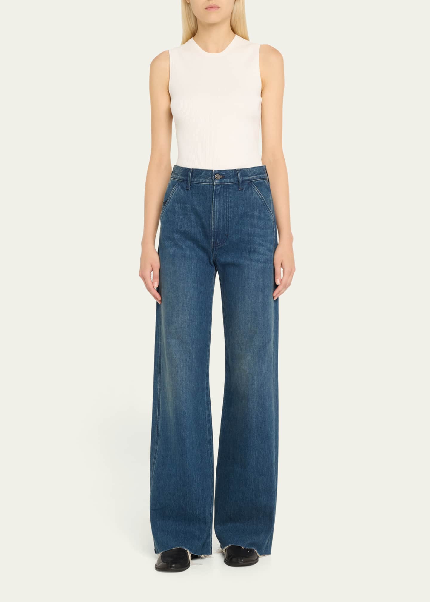 Veronica Beard Taylor High-Rise Wide-Leg Jeans Image 2 of 5