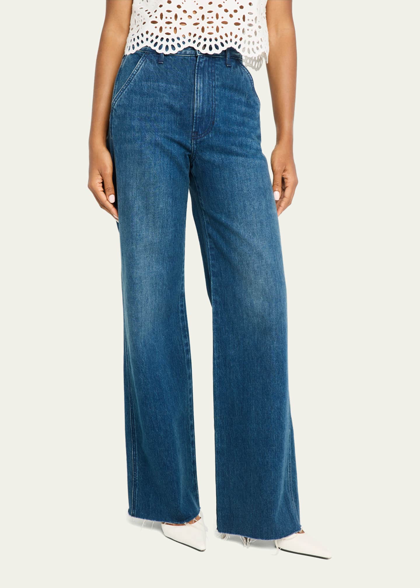 Veronica Beard Taylor High-Rise Wide-Leg Jeans Image 4 of 5
