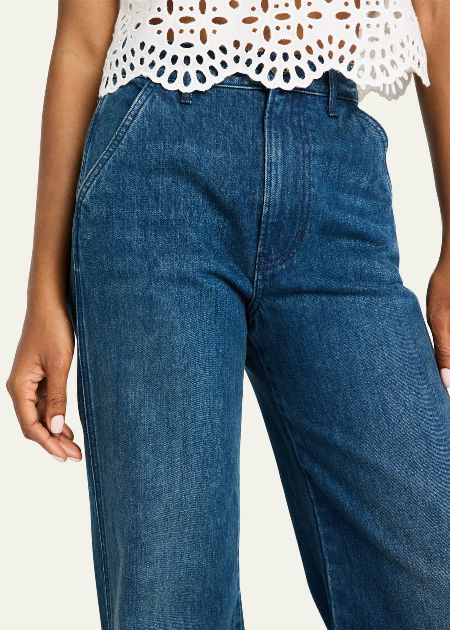 Veronica Beard Taylor High-Rise Wide-Leg Jeans Image 5 of 5