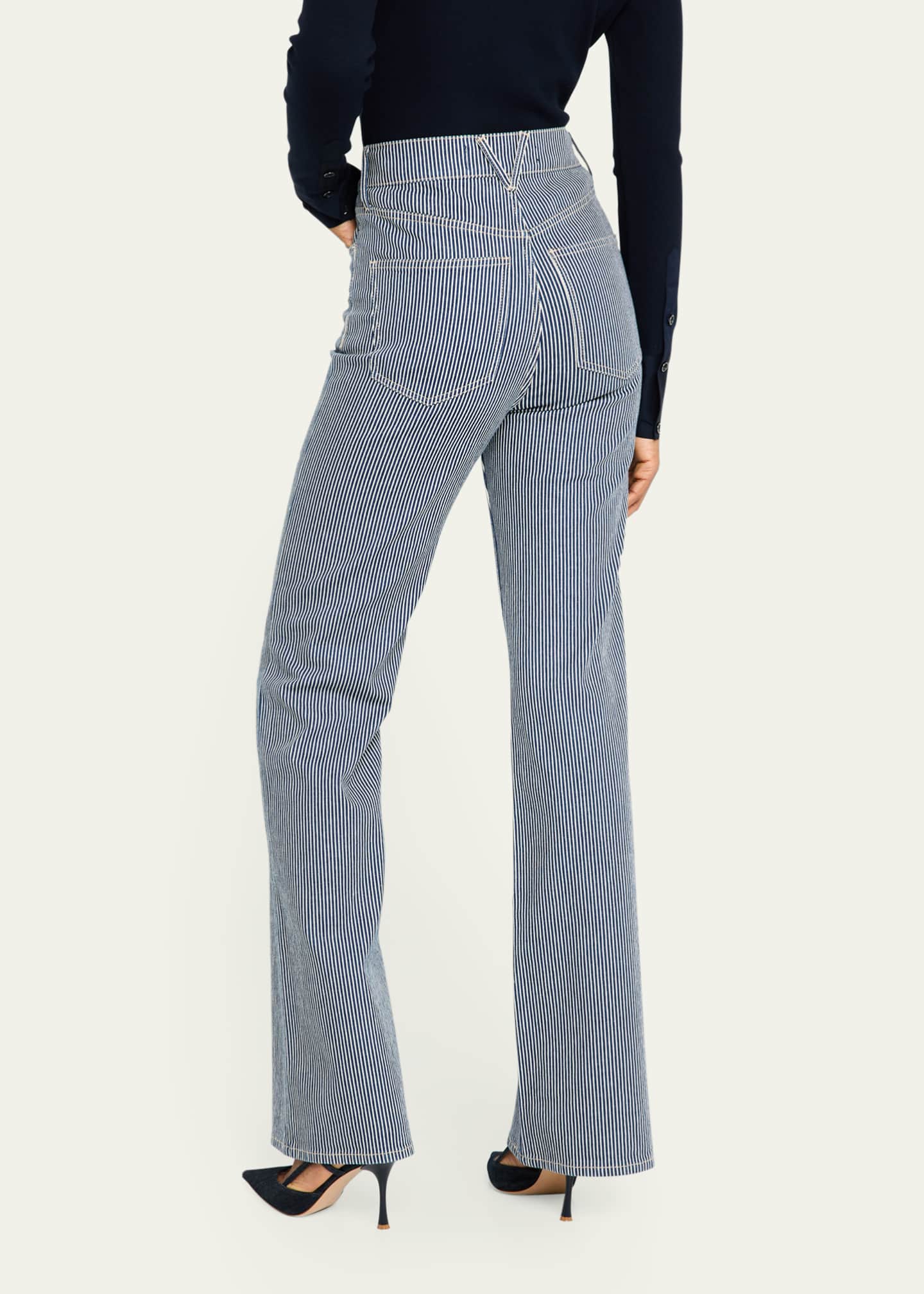 Veronica Beard Crosbie Wide-Leg Stripe Jeans Image 3 of 5
