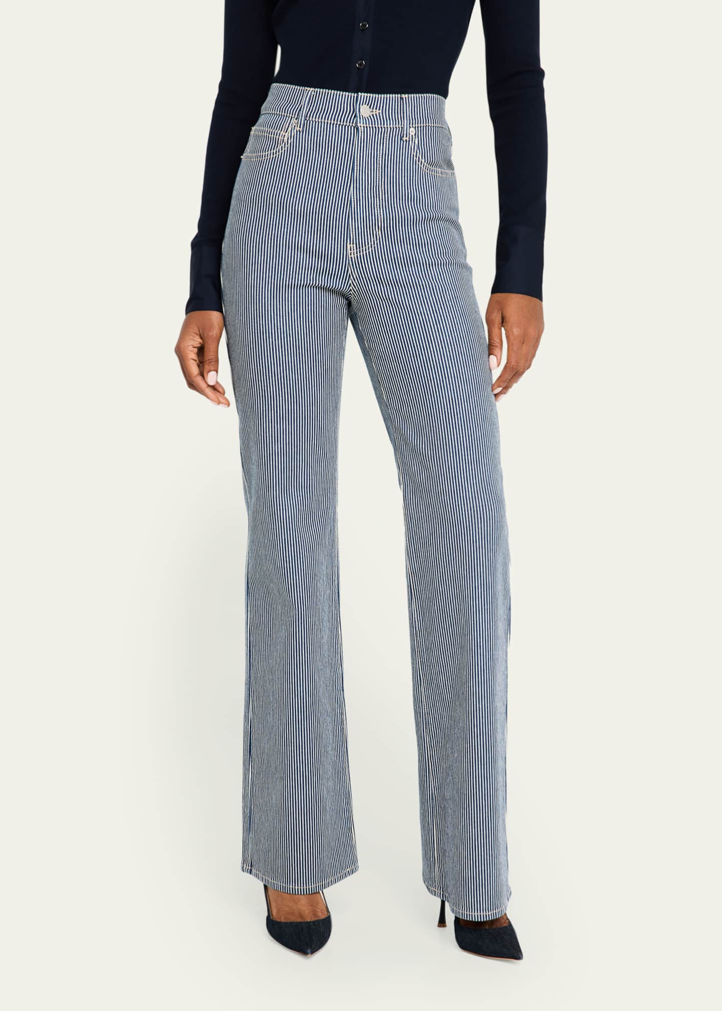 Veronica Beard Crosbie Wide-Leg Stripe Jeans Image 4 of 5