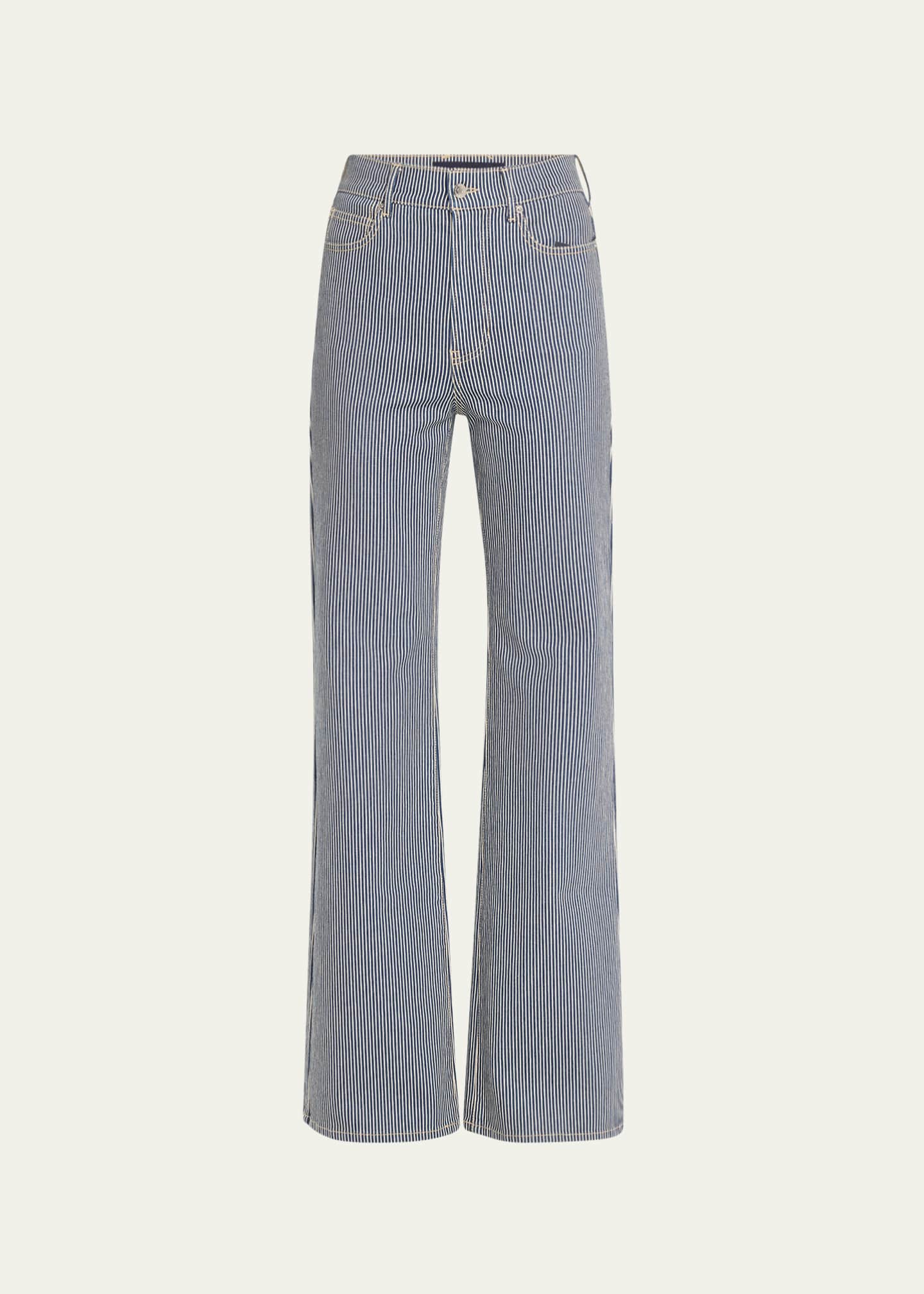 Veronica Beard Crosbie Wide-Leg Stripe Jeans Image 1 of 5