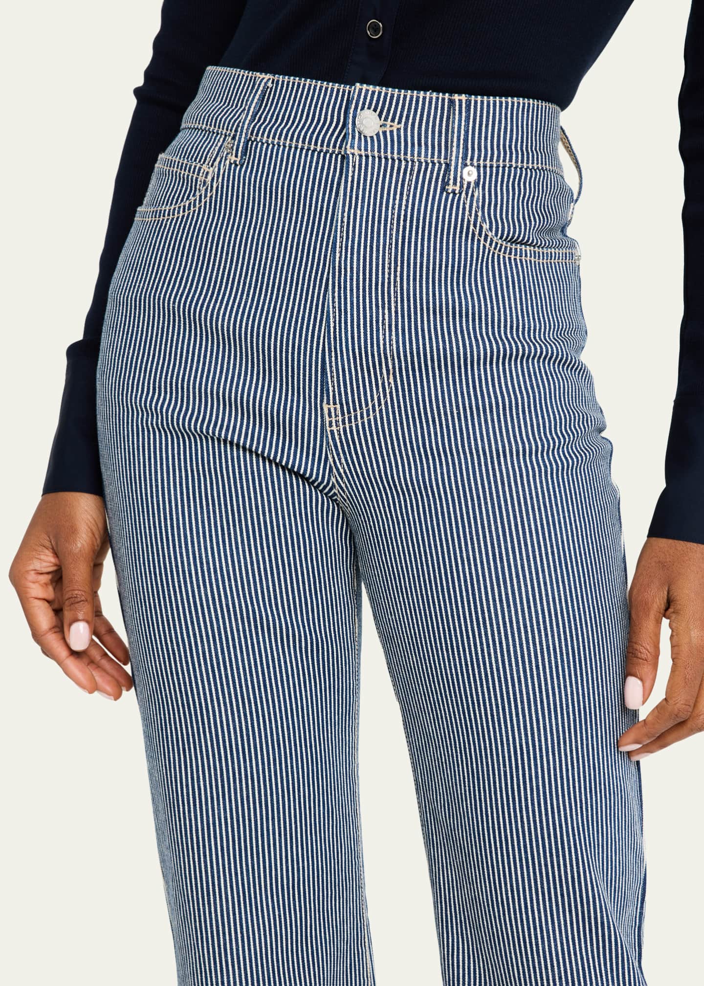 Veronica Beard Crosbie Wide-Leg Stripe Jeans Image 5 of 5