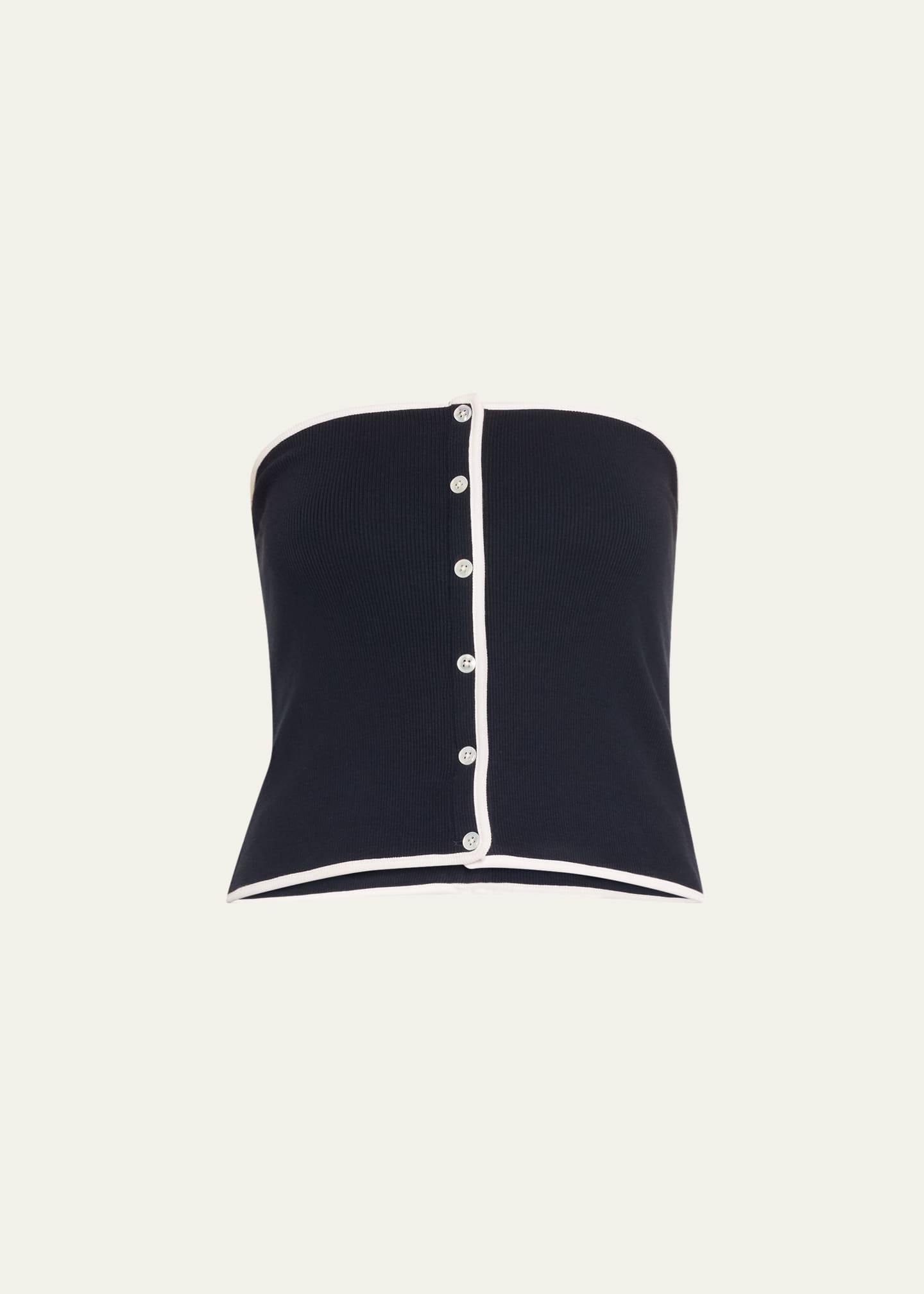 Veronica Beard Valley Button-Front Tube Top Image 1 of 5