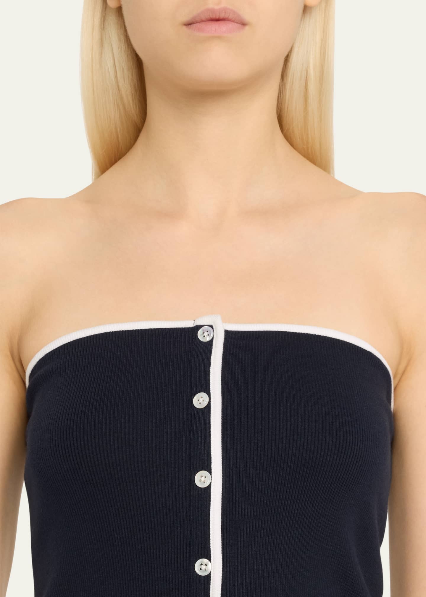 Veronica Beard Valley Button-Front Tube Top Image 5 of 5