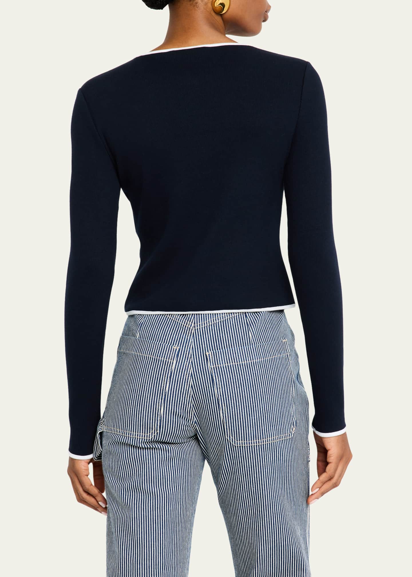 Veronica Beard Wilmer Contrast Trim Cardigan Image 2 of 4