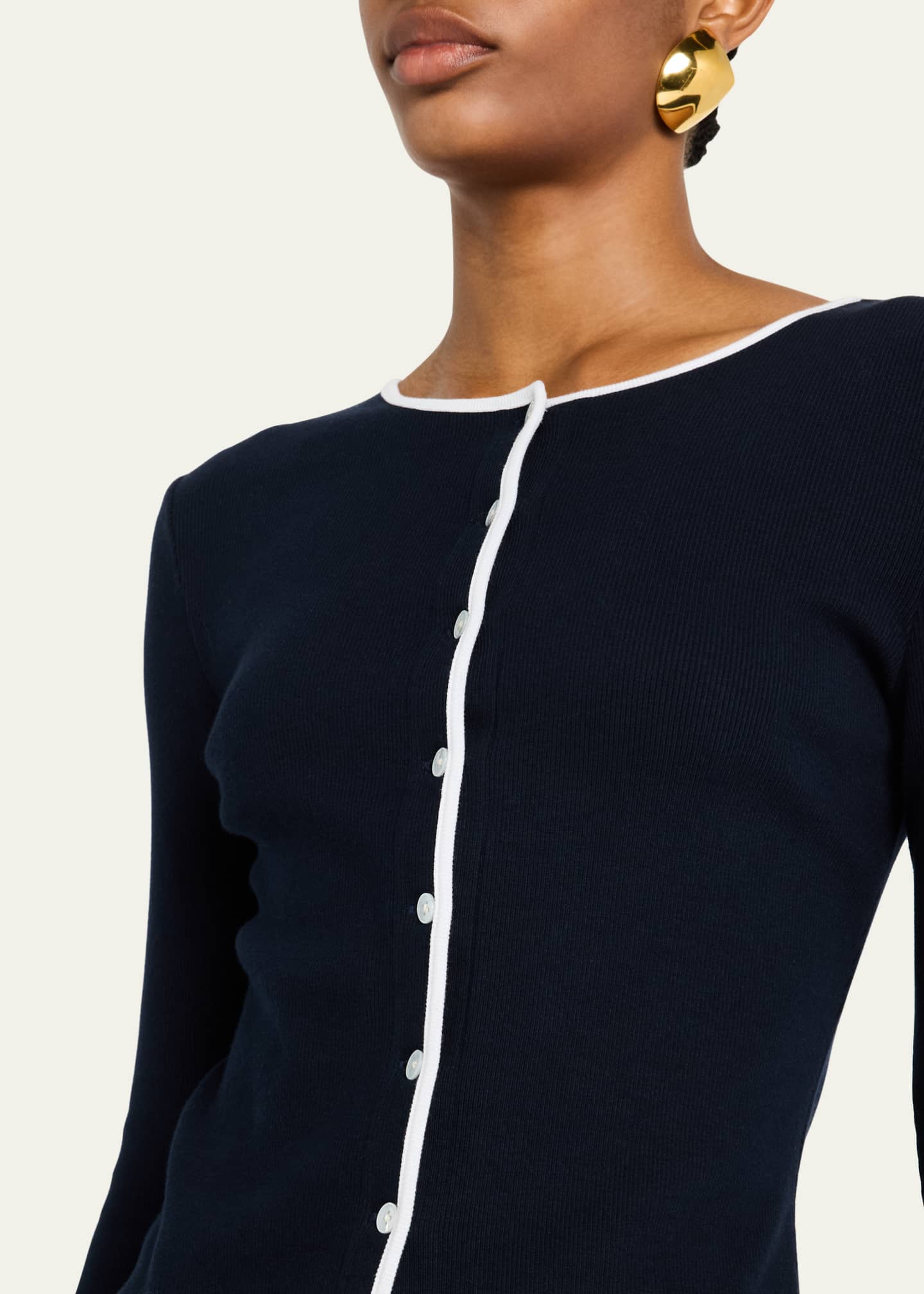 Veronica Beard Wilmer Contrast Trim Cardigan Image 4 of 4