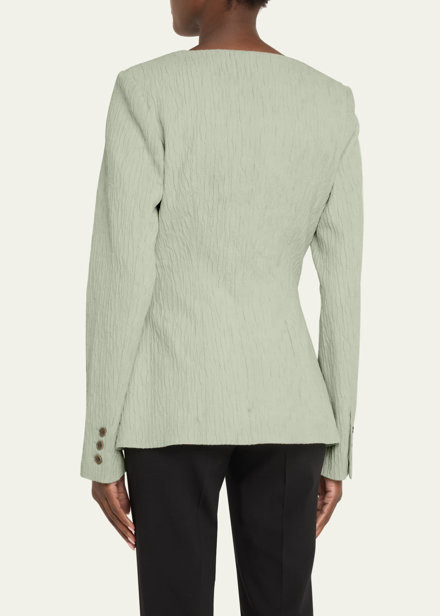 Anna Quan Vera Button-Down Crinkled Jacquard Jacket Image 3 of 5